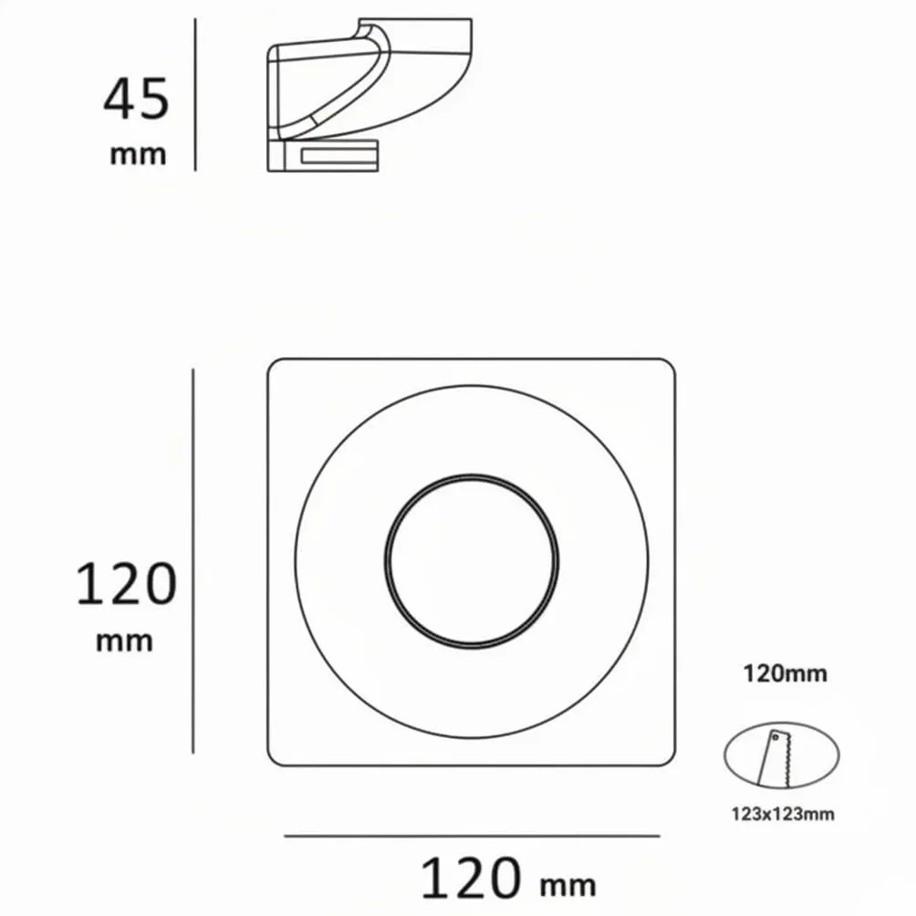 BARCELONA LED Downlight Empotrable Cuadrado GU10 Trimless Ø120mm Blanco IP20