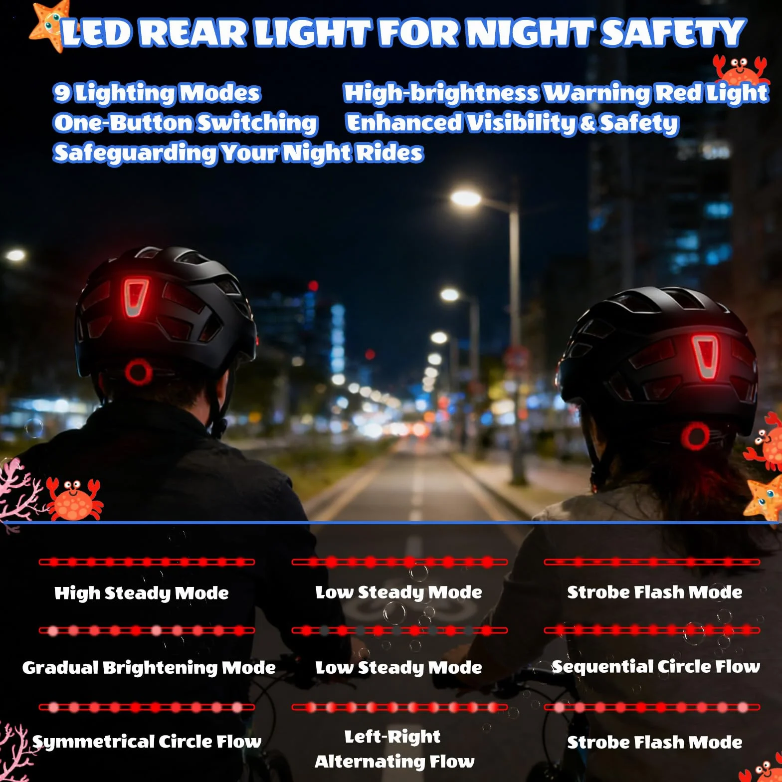 Casco de Bicicleta con luz Trasera para niños niñas y Adolescentes, luz Trasera Recargable de Seguridad, Ligeros y Talla Ajustables Cascos Infantil para múltiples Deportes