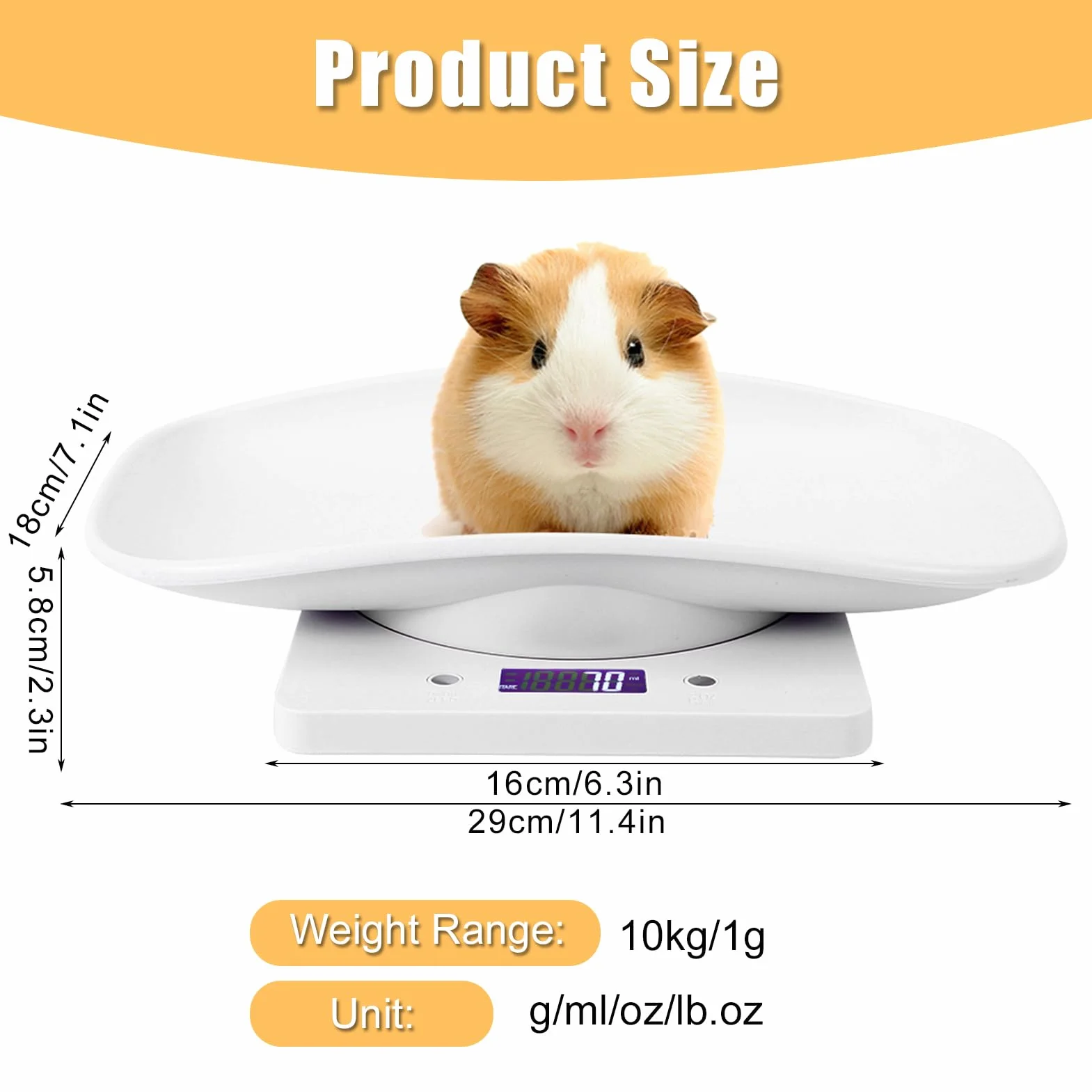 Báscula Digital Portátil para Mascotas y Bebés, 10 kg/1 g