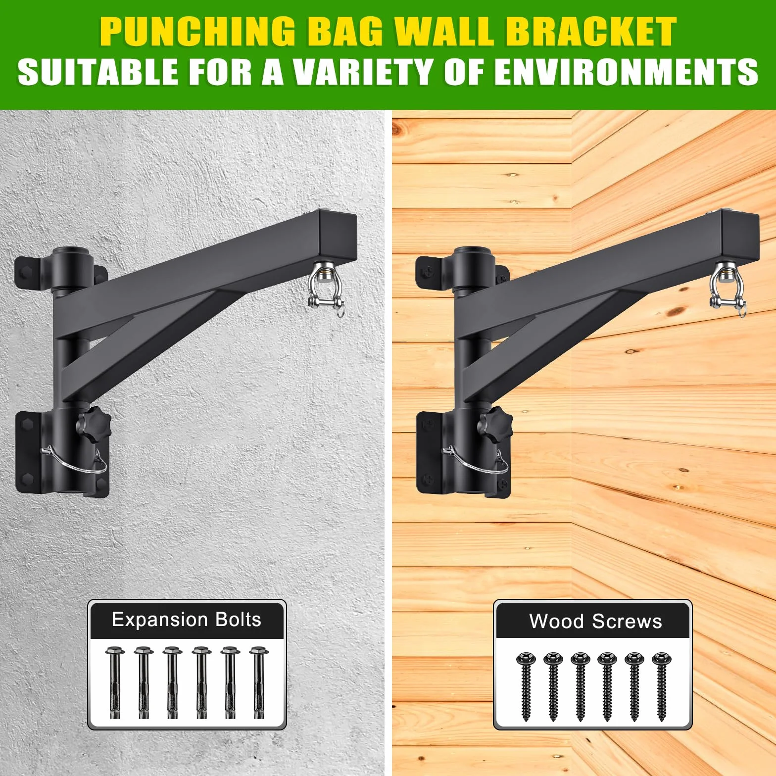 Kipika Soporte de pared para colgar bolsas pesadas de 24 pulgadas, capacidad de 800 libras con soporte giratorio de 360° y diseño plegable, soporte para saco de boxeo para boxeo, Muay Thai, bolsa de