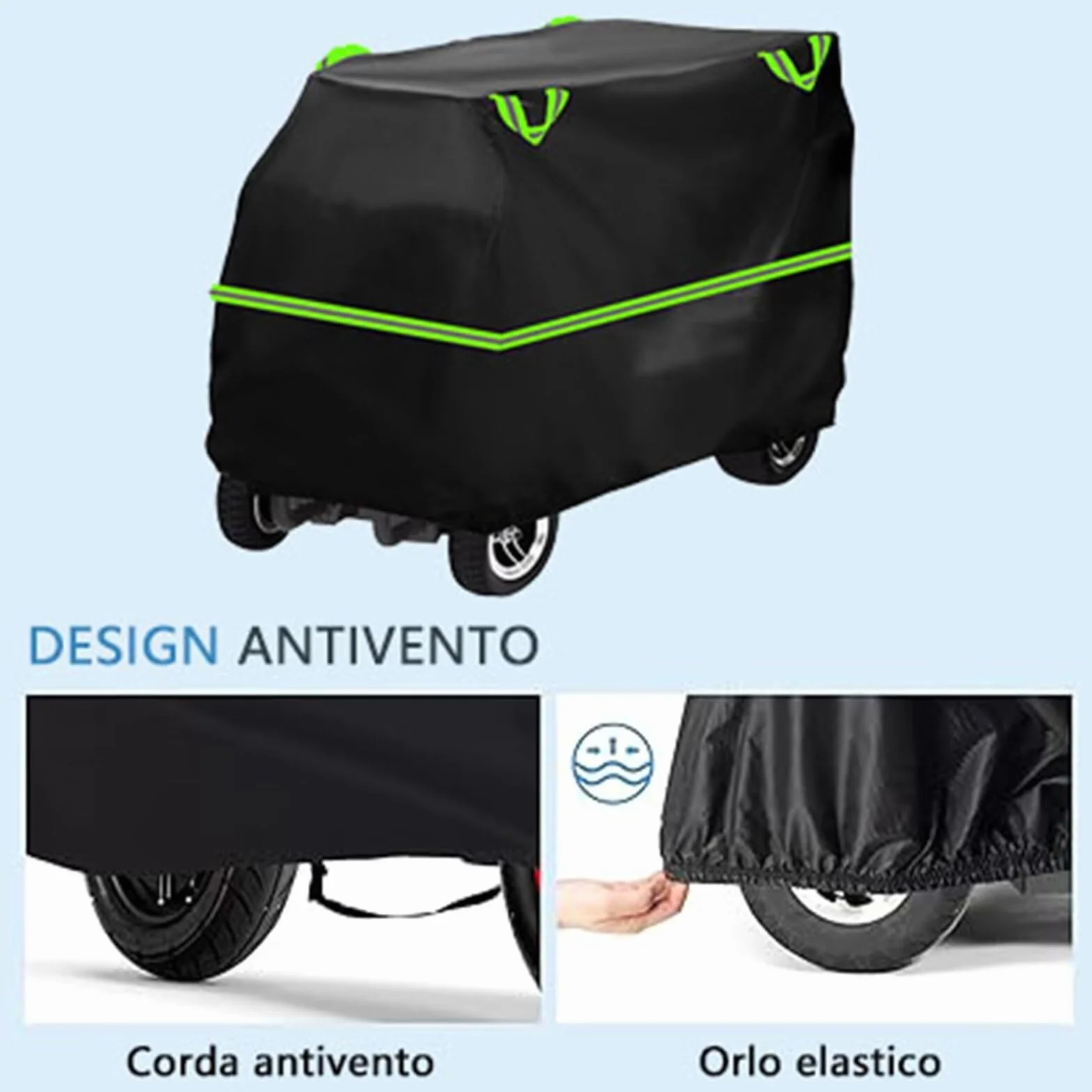 genérico funda patinete electrico compatible con Shoprider Sunrunner 3,material 210D,a prueba de polvo y sol,impermeable,con bolsa de almacenamiento（Black Green）