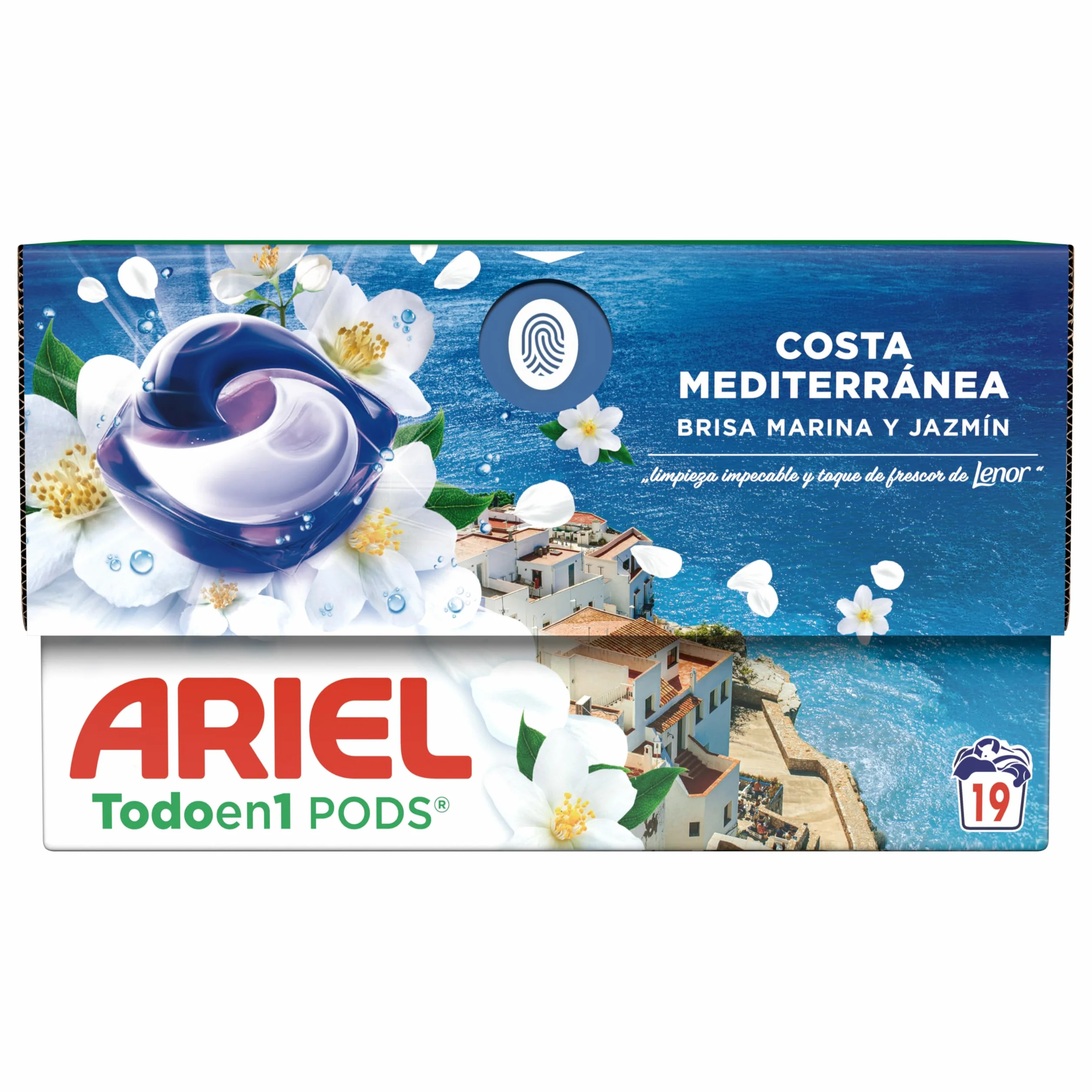 Ariel Todo en 1 PODS Brisa Marina Y Jazmín Detergente Líquido En Cápsulas 19 Lavados