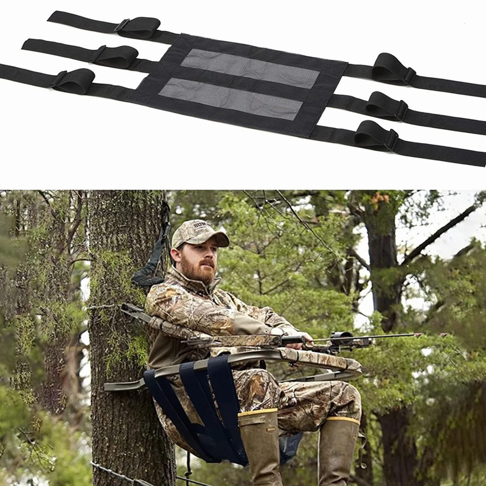 Reemplazo de asiento de soporte para árbol, asientos de soporte para árbol para escalar | Asiento de caza ajustable con soporte para árbol | Hebillas autoblocantes transpirables Accesorios para soport