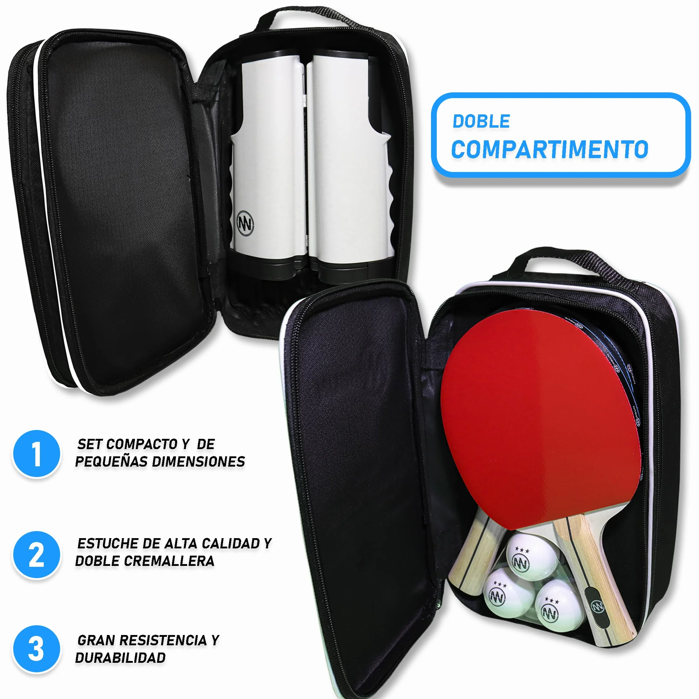 Set Ping Pong Profesional Red Extensible Palas Pelotas 3 Estrellas Portátil