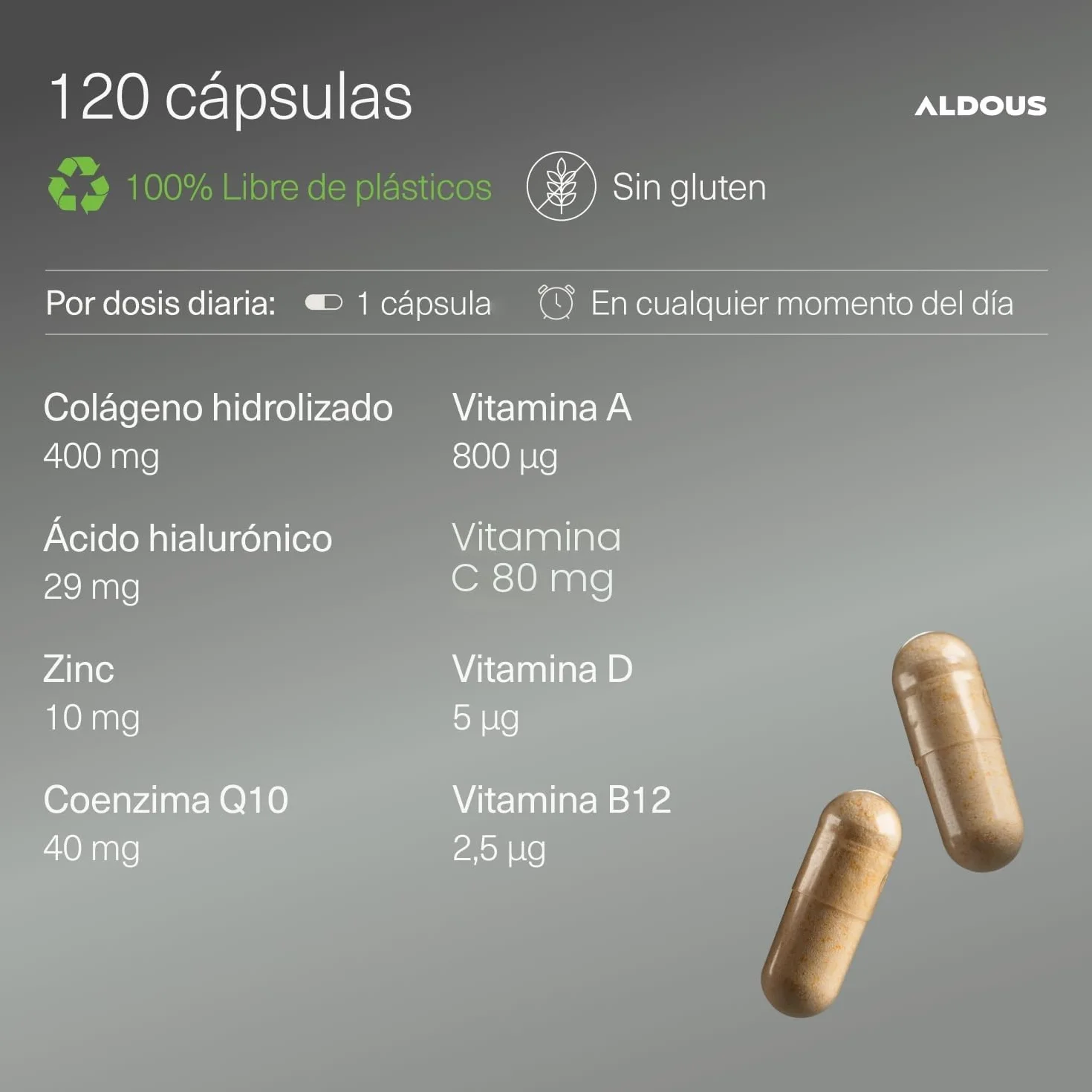 Colágeno Hidrolizado Puro + Ácido Hialurónico + Coenzima Q10 + Vitaminas B12 + Zinc 120 Días Máxima Dosis Fórmula Avanzada Articulaciones Piel Energía