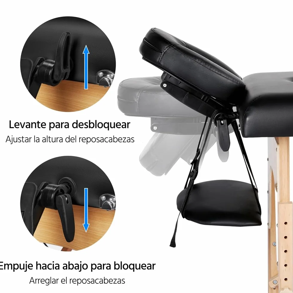 Yaheetech Camilla Masaje Plegable 3 Zonas 250kg 213x82cm Madera Haya