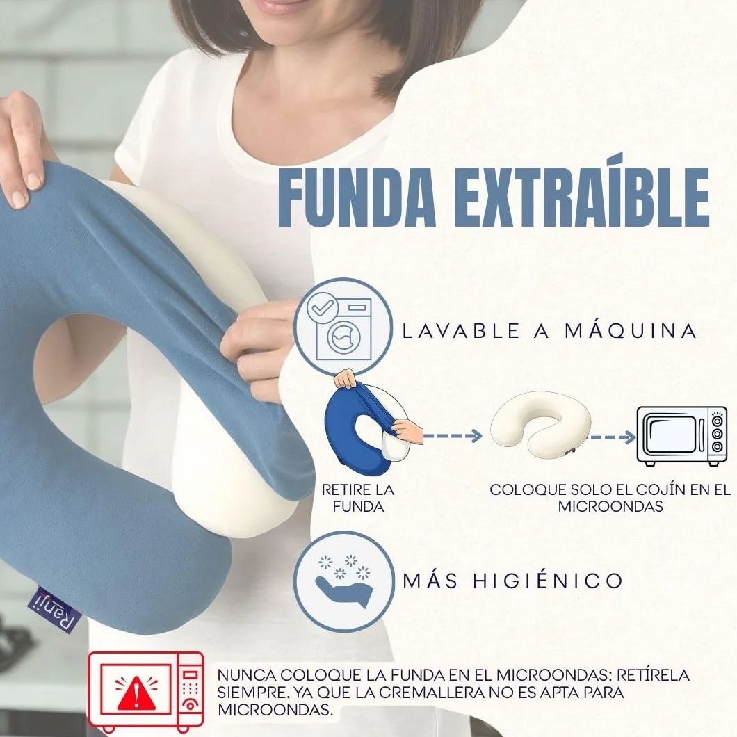 Saco Térmico de Semillas para Microondas Cojín Cervical Natural Bolsa Calor Lavable Almohada Cuello Hombros Reutilizable Azul