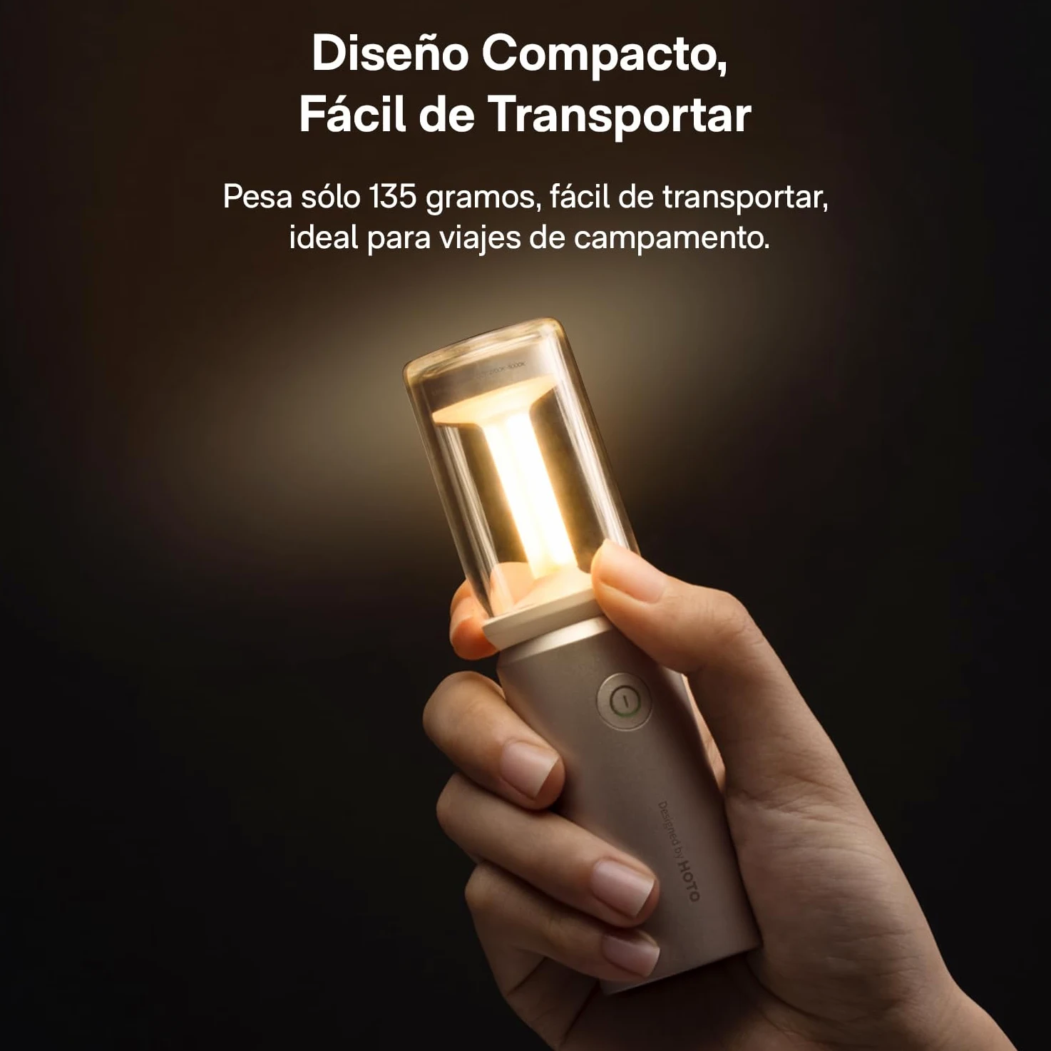 HOTO Linterna de Camping, Recargable por USB-C, Pantalla Desmontable | 8~50h, 3100 mAh, 3 Modos, 180 Lúmenes, IPX6, Adecuada para Acampar, Senderismo, Montañismo, Uso Doméstico