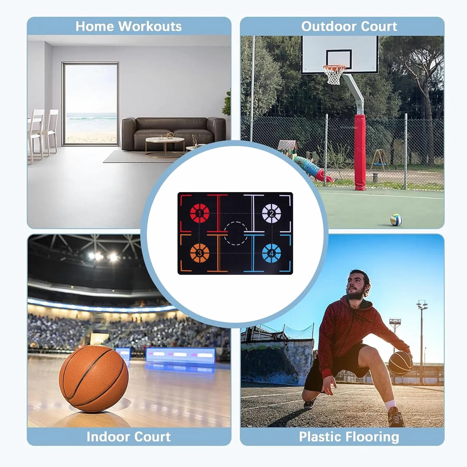 Tapete de entrenamiento para baloncesto, tapete de entrenamiento para adultos y niños, almohadilla de entrenamiento para interiores y exteriores, para mejorar las habilidades de baloncesto en parques