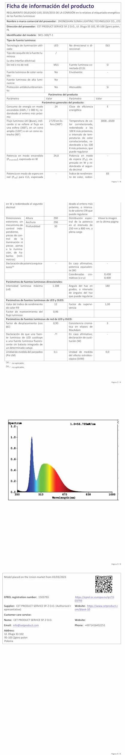 Plafón LED Regulable 24W 3000K-6500K 1800K con Mando Luz Nocturna Ø30