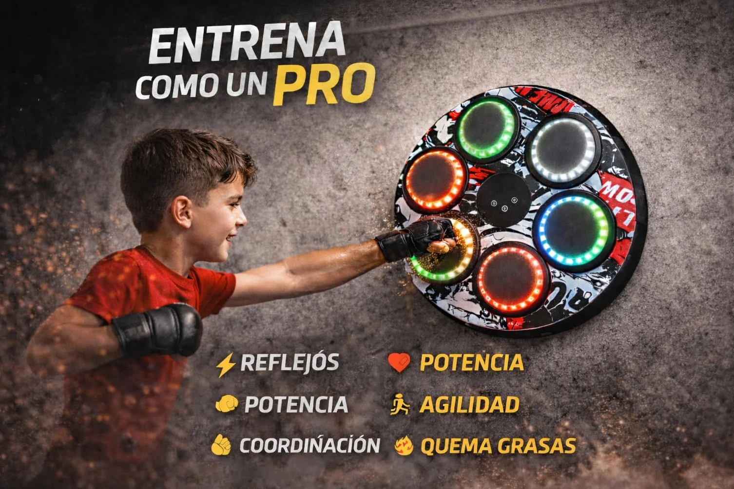 Maquina Boxeo Musical Pared, Boxeo en casa, Boxeo Pared Musical, Boxeo niños, Maquina Boxeo, Boxeo Infantil, Boxing Machine, Incluye 2 Pares de Guantes y Tablero de puntuación