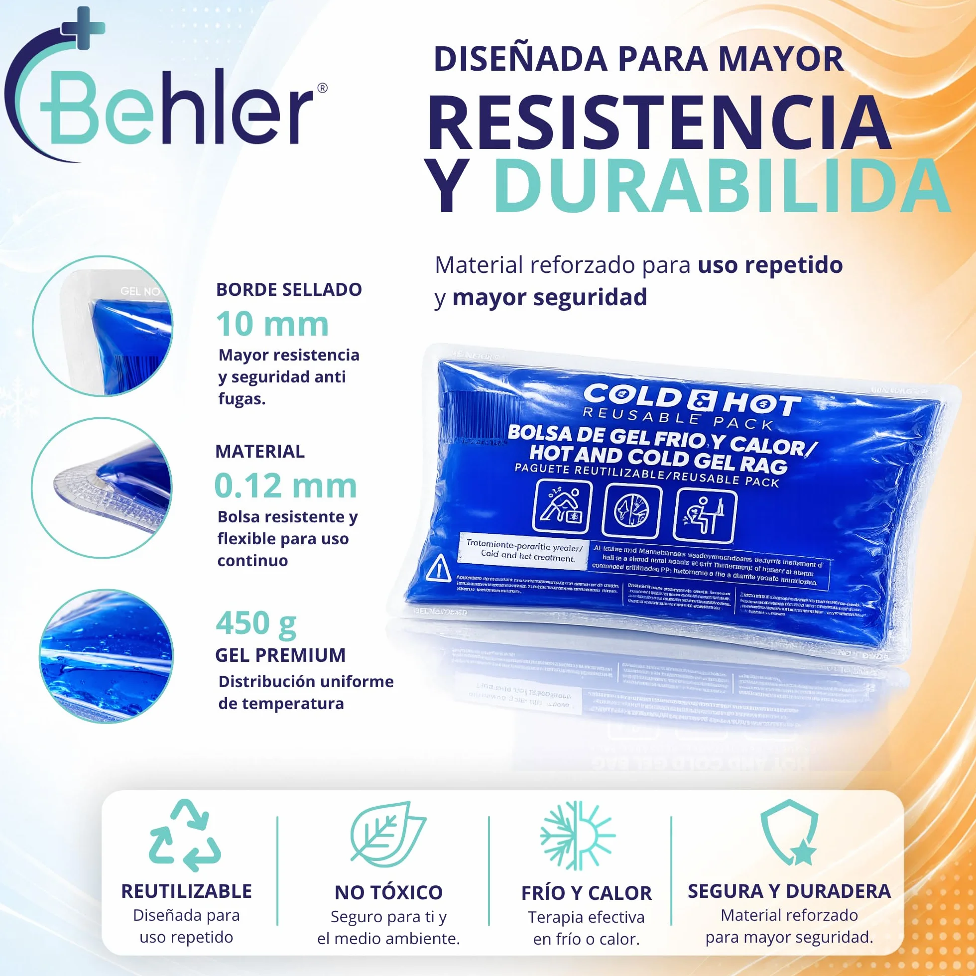 Bolsa de Gel Frío/Calor Reutilizable 26x15 cm - Multifuncional para Terapias, Dolor Muscular y Lesiones