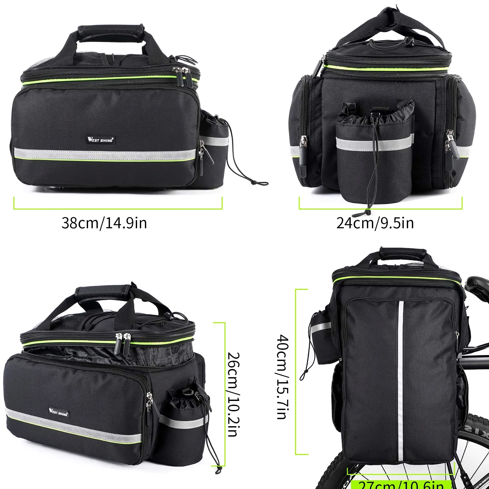 Bolsa para alforja de bicicleta, 25 l, impermeable, gran capacidad, para portabicicletas de carga de bicicleta, mochila portátil con correa ajustable para el hombro, accesorios de ciclismo