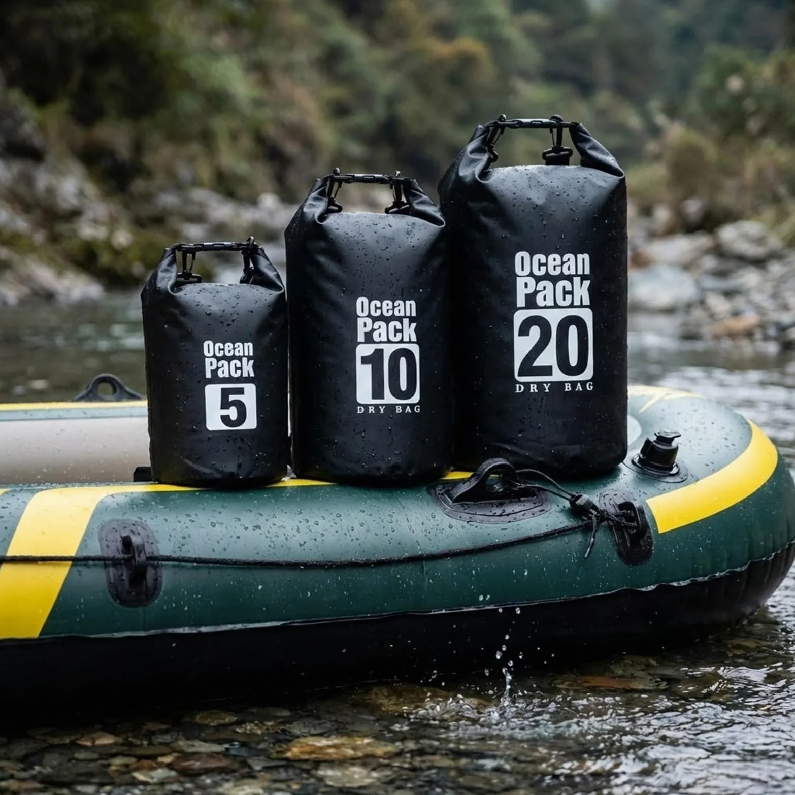 Bolsa seca flotante impermeable de 5L/10L/15L/20L para mujer, mochila ligera y duradera para kayak, natación, camping, senderismo, suave y resistente a la abrasión con cierre enrollable (negro