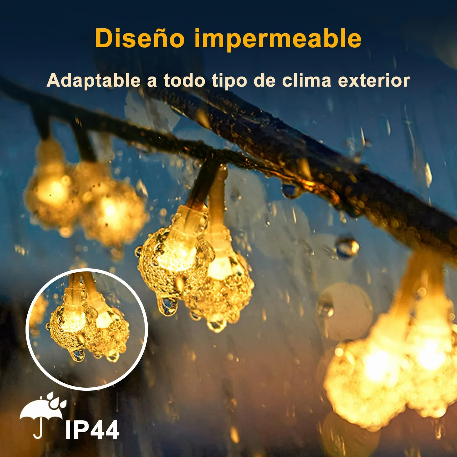 Taiyongkang Guirnaldas Luces Exterior Solar 30 LED 8 m IP65 Cadena de Luces Solares Blanco Cálido