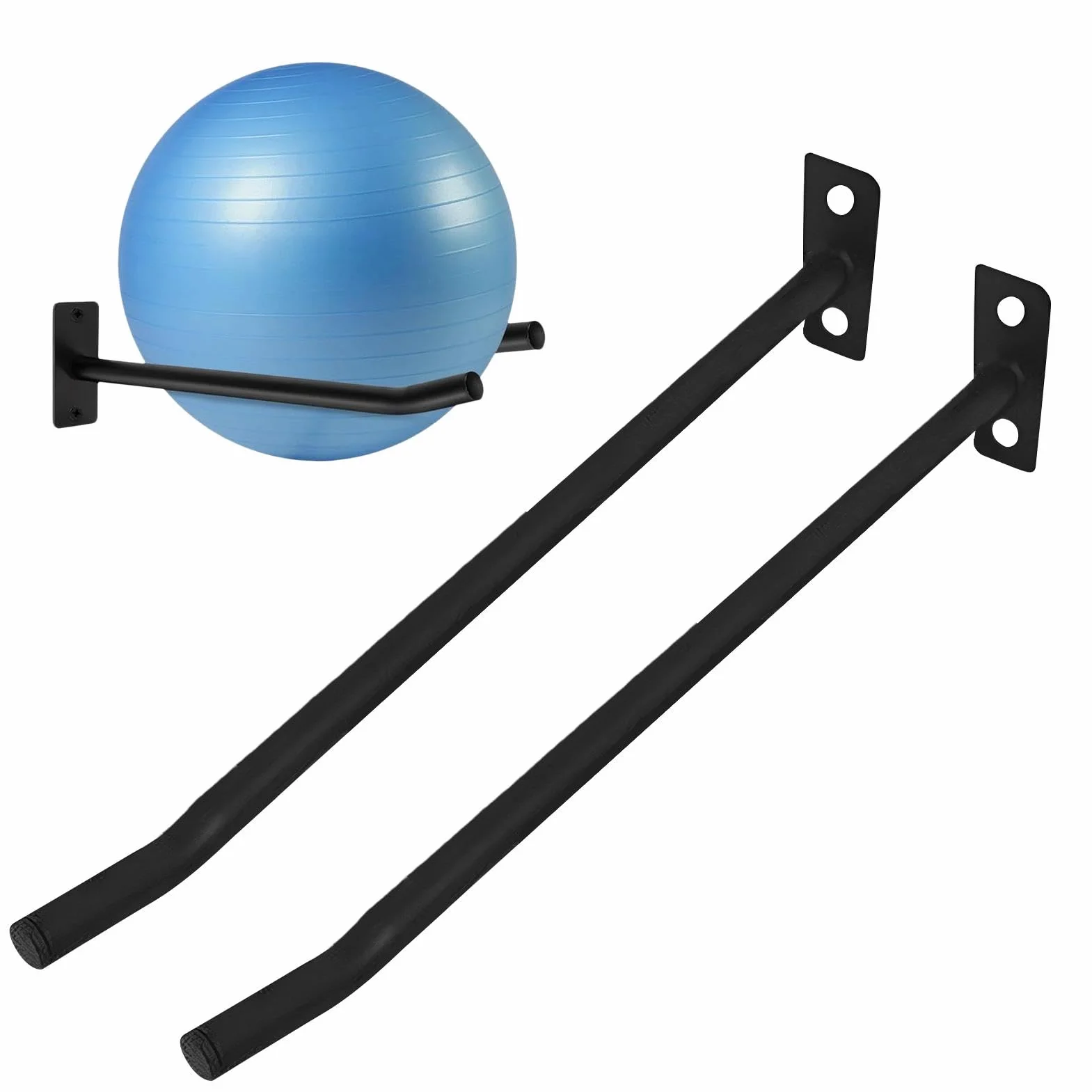 Soporte de bola de yoga, soporte de pared de bola de yoga - 2 paquete de estabilidad de la pared Bola de pelota - Organizador de almacenamiento de equipos, accesorios para el gimnasio del gimnasio par