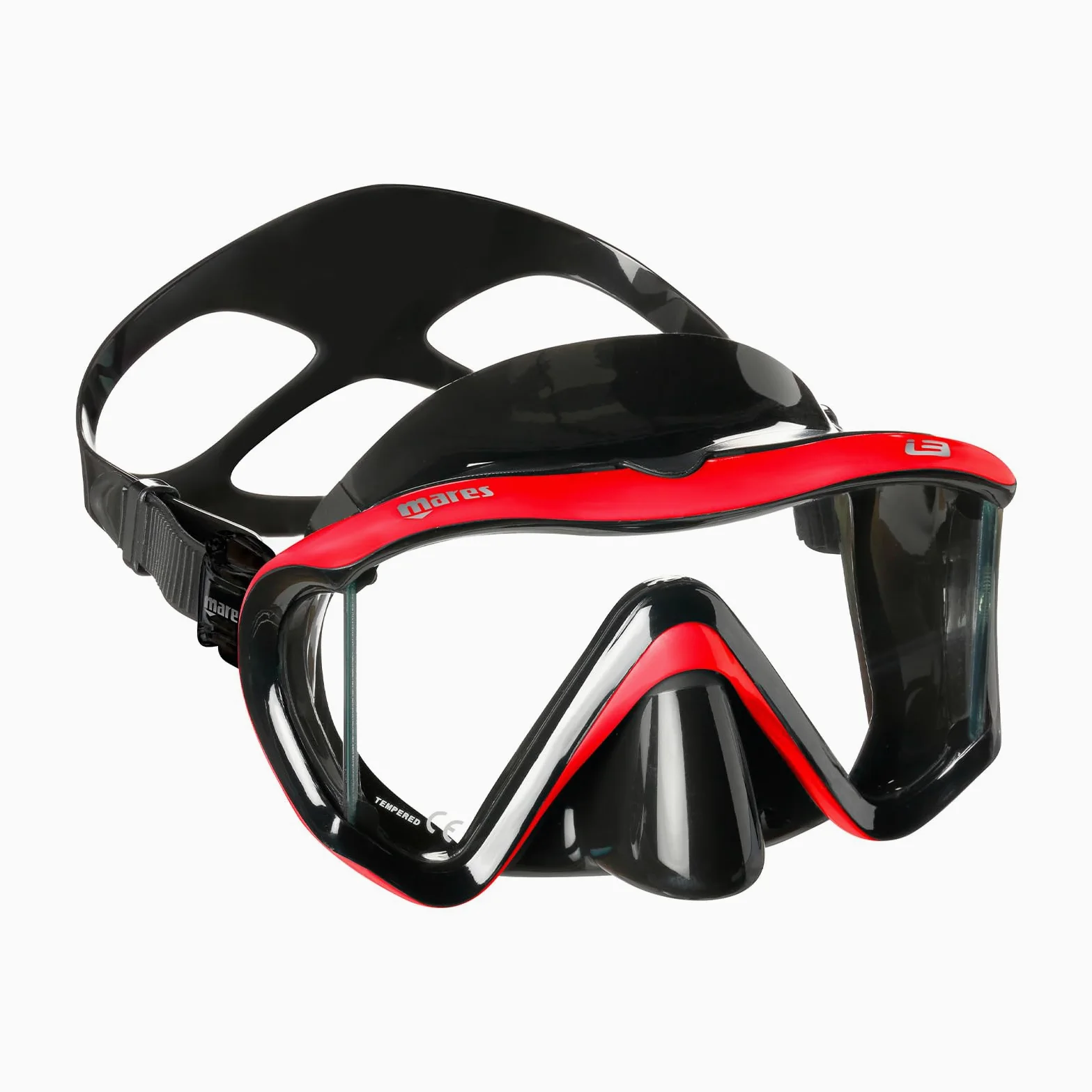 Sport Eder Mares i3 - Máscara de Buceo - Negro y Rojo