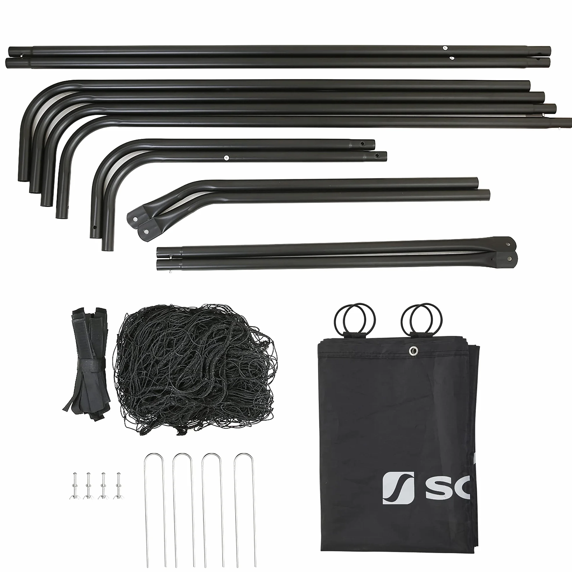 SONGMICS Portería de fútbol para niños, Red de PE, Tubos de Hierro, Negro SZQ215B02