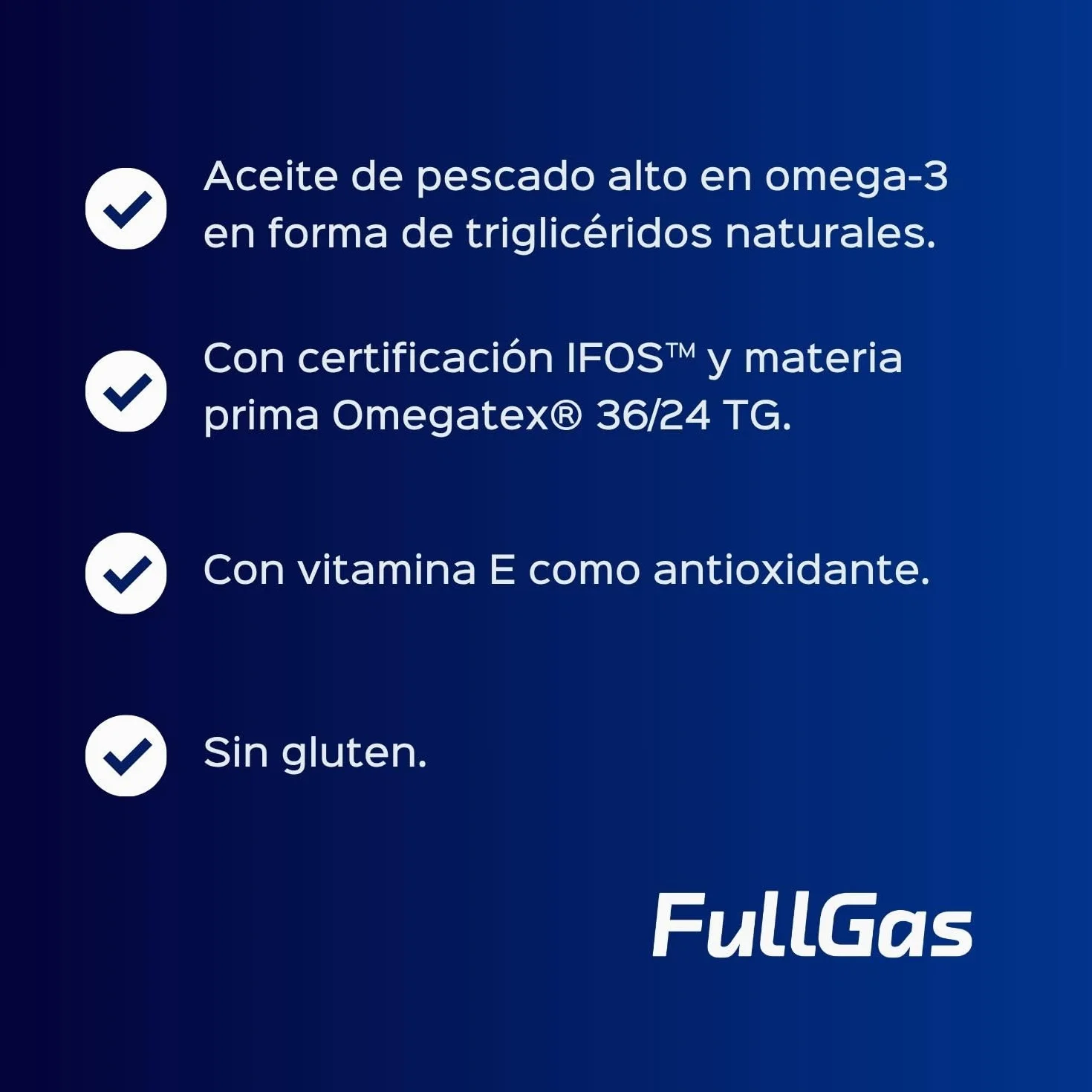 FullGas Omega 3 Aceite de pescado IFOS 360mg EPA 240mg DHA 90 perlas