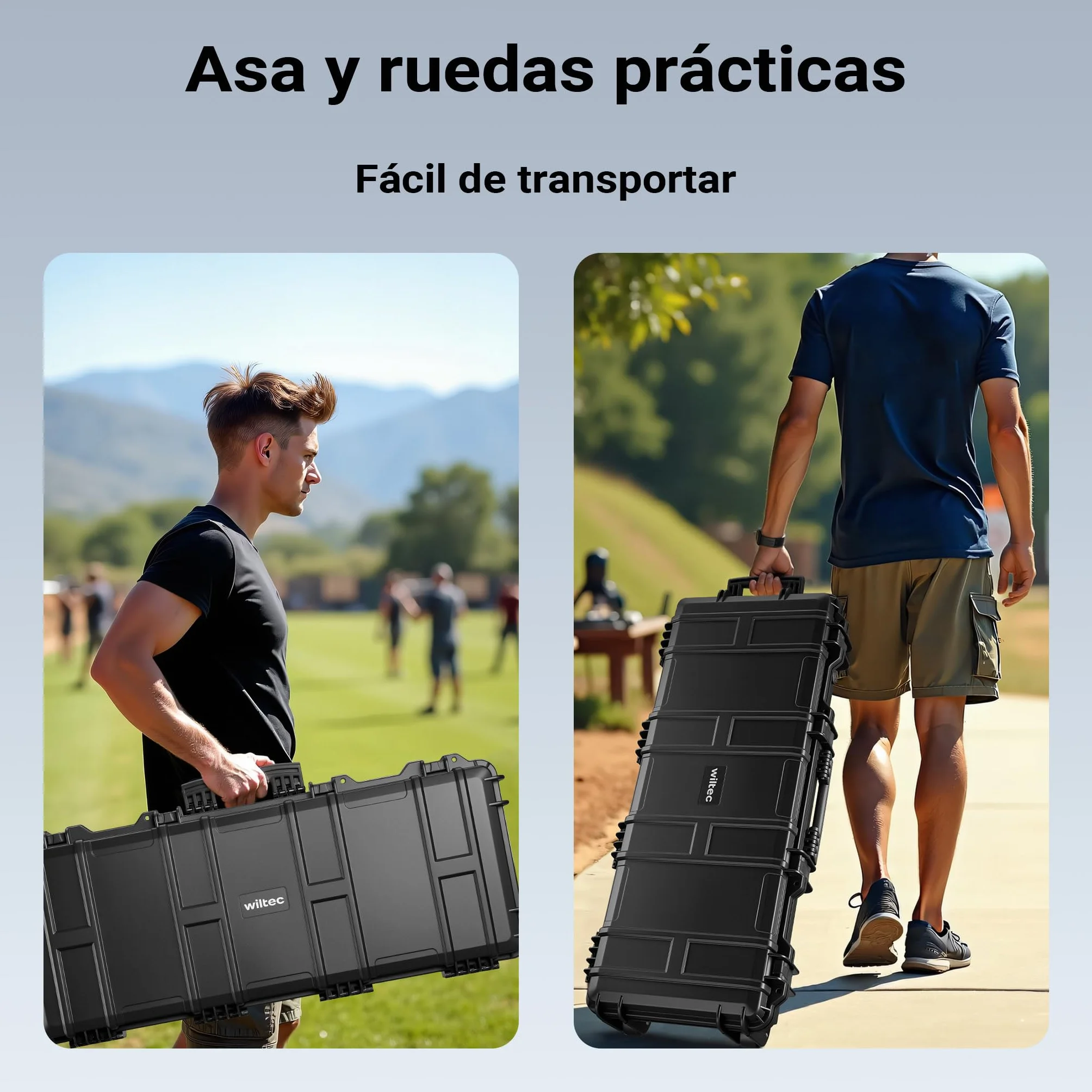 WilTec Maletín para Armas largas 97.8 x 42 x 17.3 cm con Espuma pre-Cortada Compacto y Ligero de PP para Transporte Seguro de Rifles y escopetas con asa ergonómica