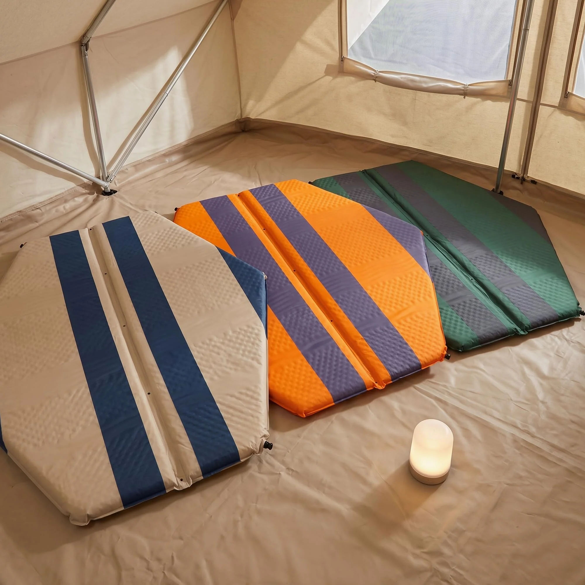 Colchón Autoinflable para Camping, Colchón Inflable para Acampar, para, Verde Oscuro, Colchoneta de Aire Hexagonal pequeña para 3-4 Personas (versión Mejorada para Tienda de campaña)