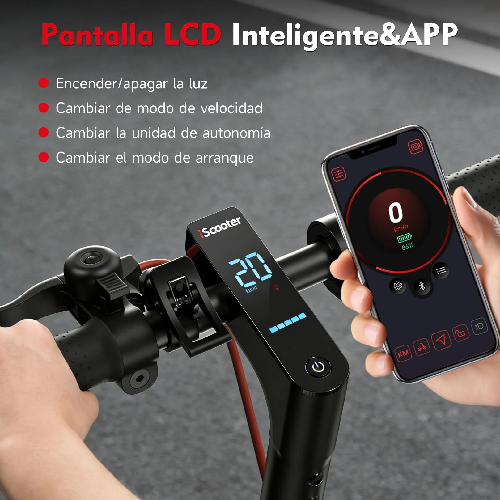 iScooter 8.5" Patinete Eléctrico Adultos Homologado DGT, 500W Motor, Autonomía De 20-25 KM, Máxima 25KM/H, Timbre, App, Frenado Doble, Plegable, Carga 120 KG, 13 KG