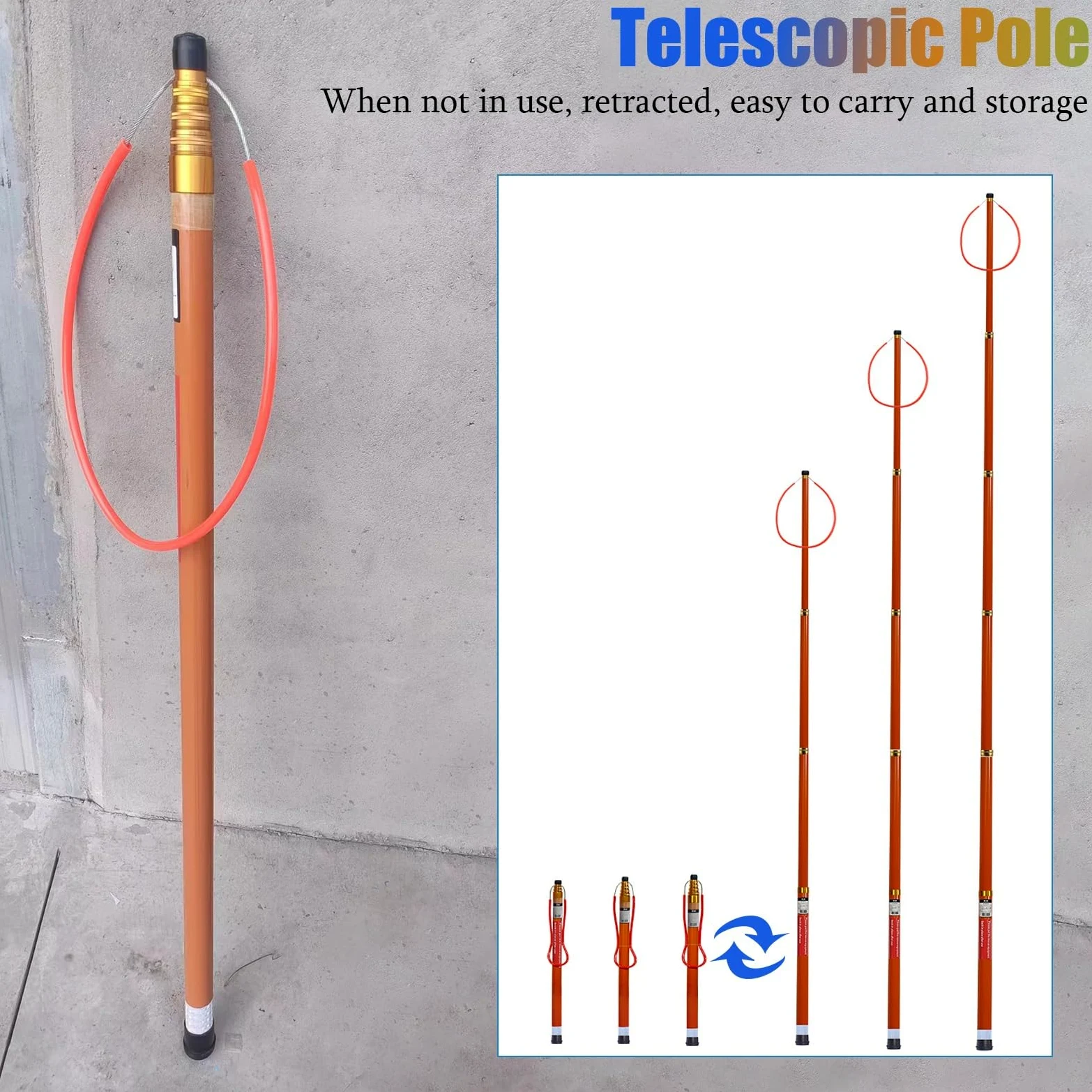 LXLZYXSF Palo Salvavidas Telescópico Poste Salvavidas Extensible para Muelles Yates Fibra De Vidrio Barra Salvavidas Equipos De Salvamento Acuático Postes De Piscina (Size : 1.2-4.5m(4.9ft-14.7ft) L)