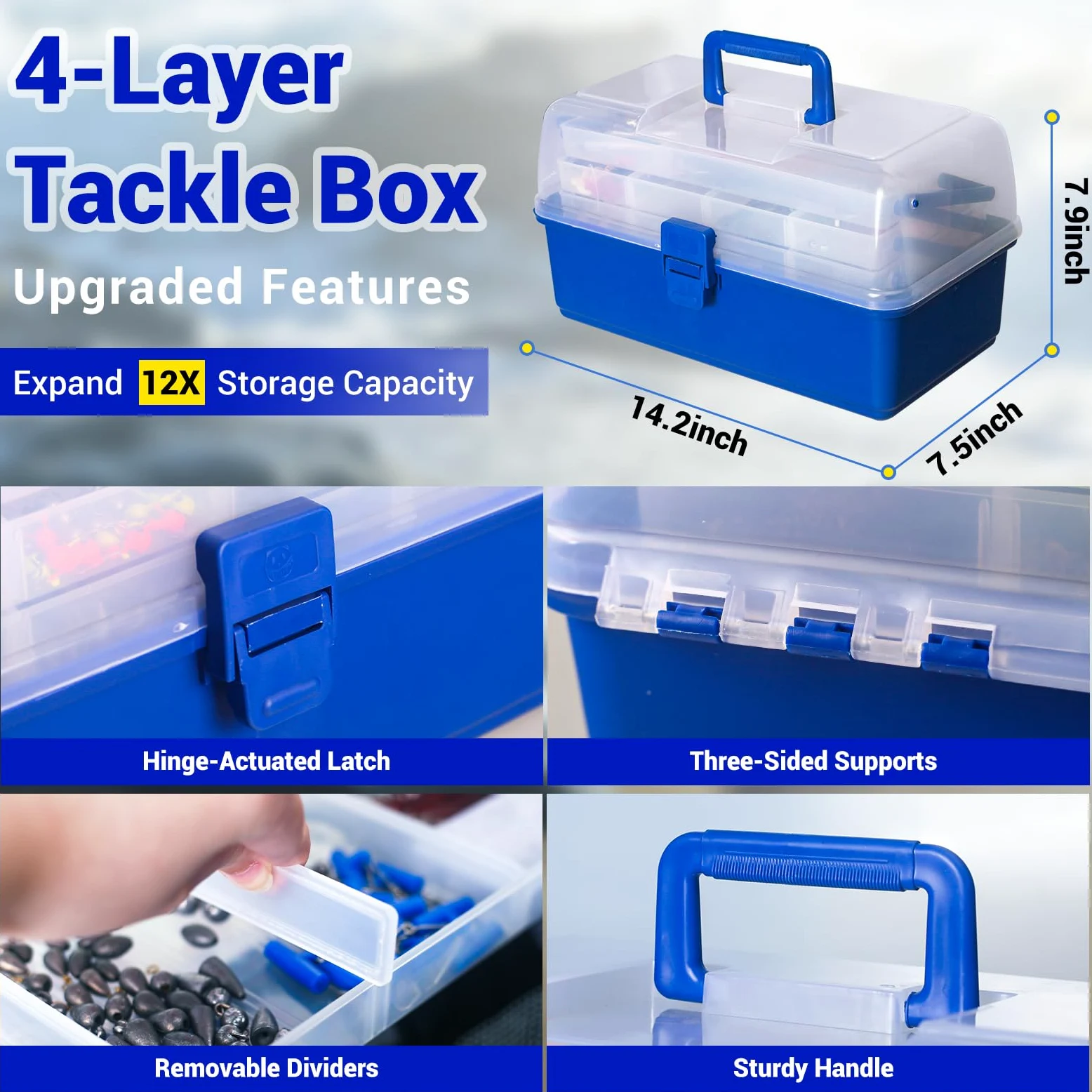 Caja de aparejos de 4 capas con accesorios, kit de 617 señuelos de pesca, incluye regla, guantes, herramientas, cebo, ganchos y accesorios, kit de señuelos de pesca de trucha de agua dulce y agua de