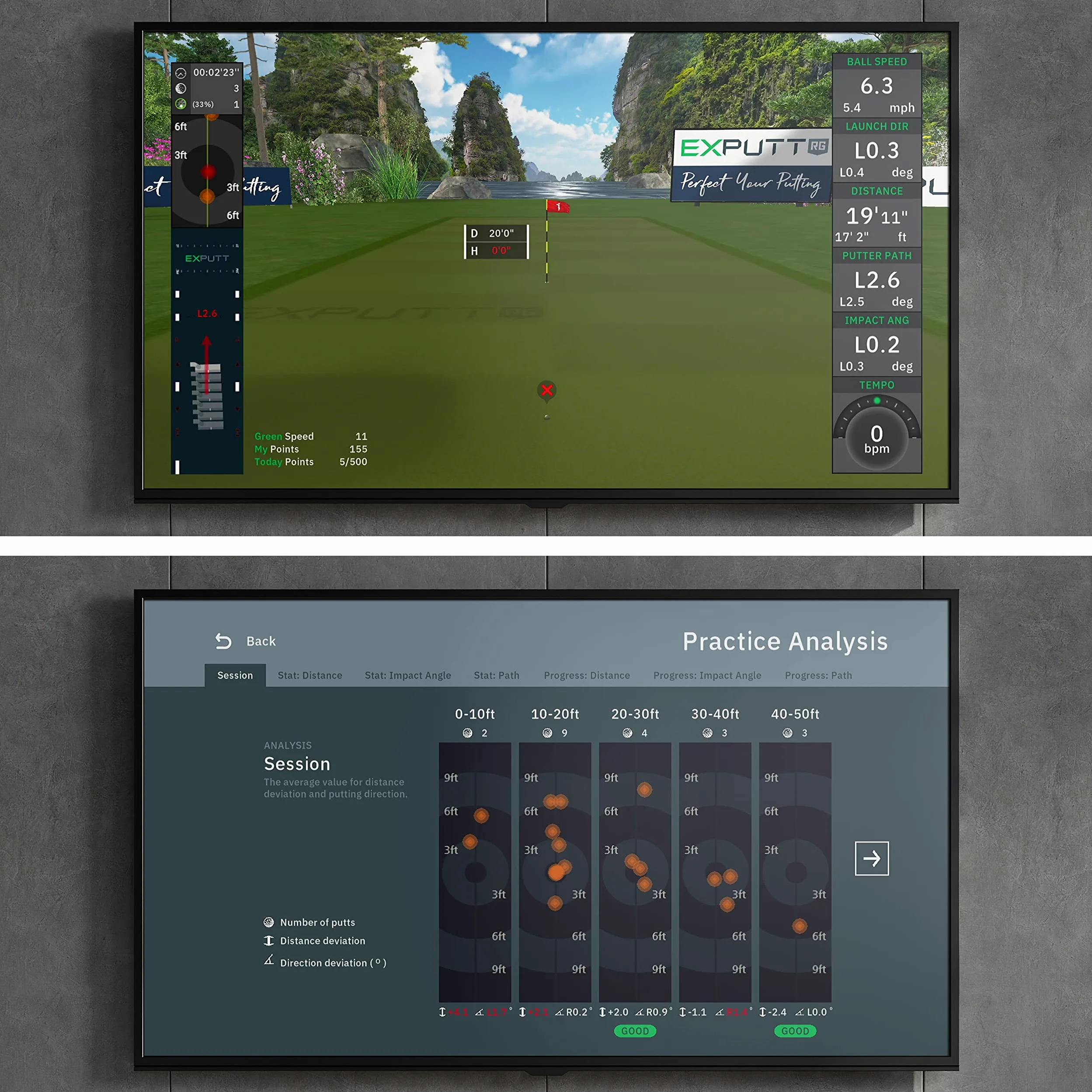 ExPutt EX500D Simulador de Putting de Golf Profesional, simulador de Golf en casa, perfecciona tu Putt Swing en Cualquier Momento y en Cualquier Lugar