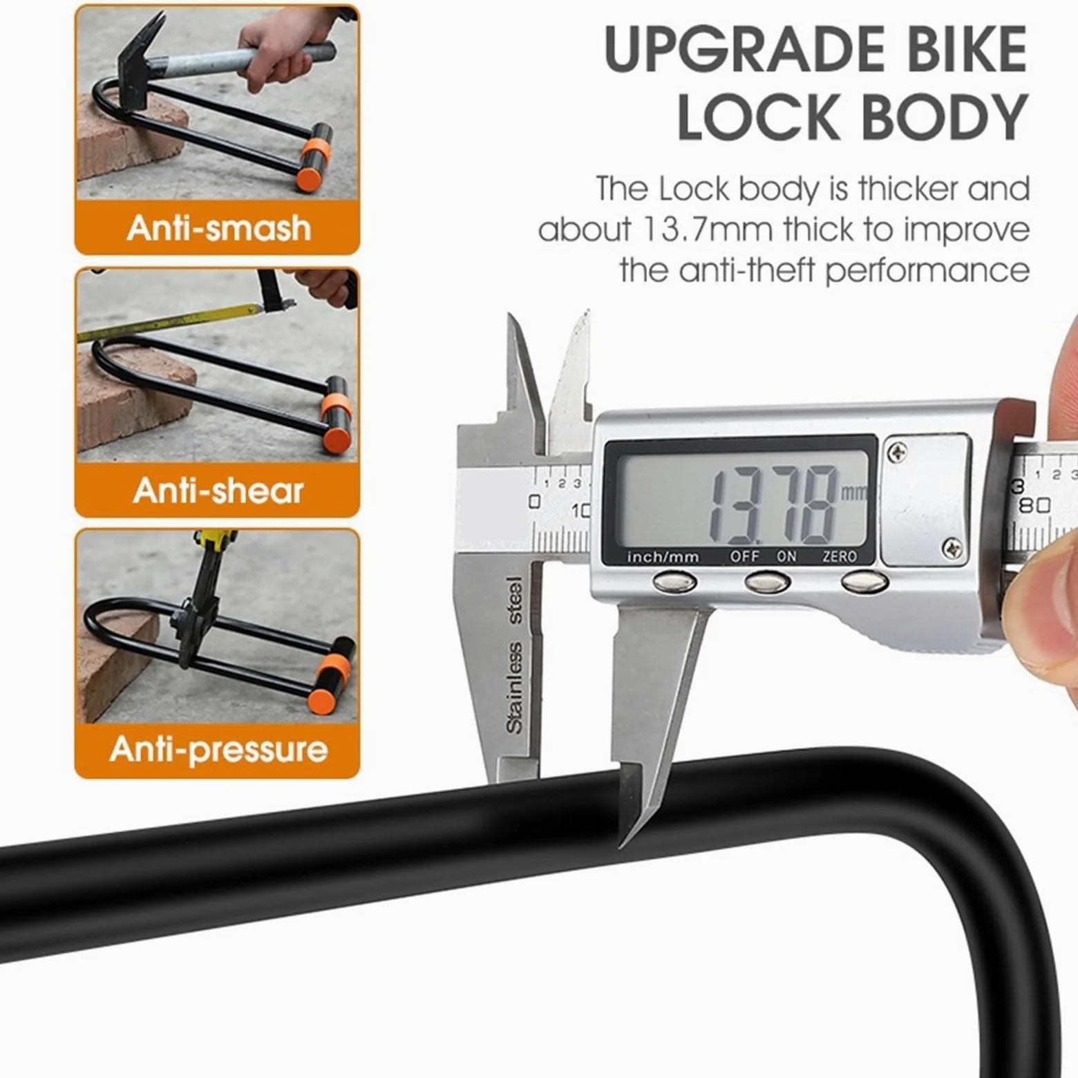 Genérico Compatible con candado de Bicicleta en U de Acero al Carbono | Candado en U for seguridad de motocicleta, scooter, bicicleta de carretera MTB