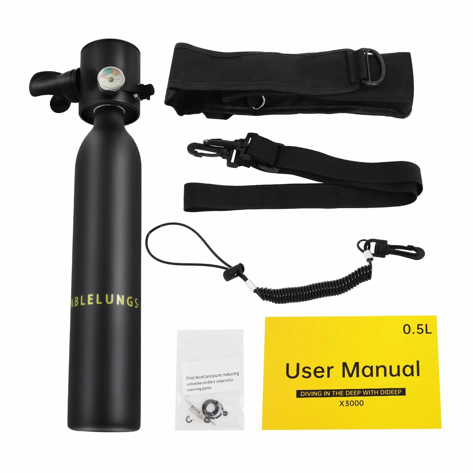 MccoMMon S300 Mini Buceo Botella de oxígeno de 0,5 L Submarinismo (bucear) Botella pequeña para respiración subacuática Portátil Buceo Tanque de oxígeno Depósito de aire pulmonar para rescate de