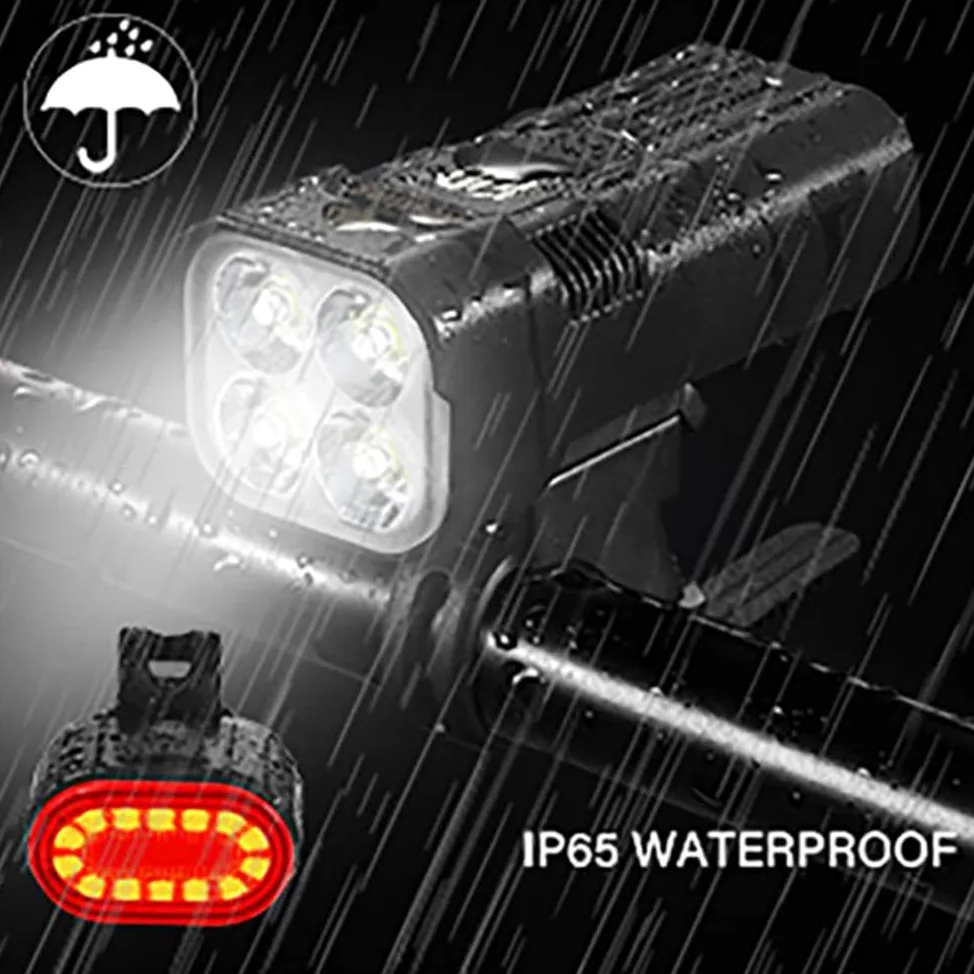 TIORU 5000Mah Luces De Bicicleta USB Recargable Led Bicicleta Luz Trasera Delantera Faro Trasero Conjunto De Luces Traseras Linterna De Ciclismo Accesorios De Bicicleta
