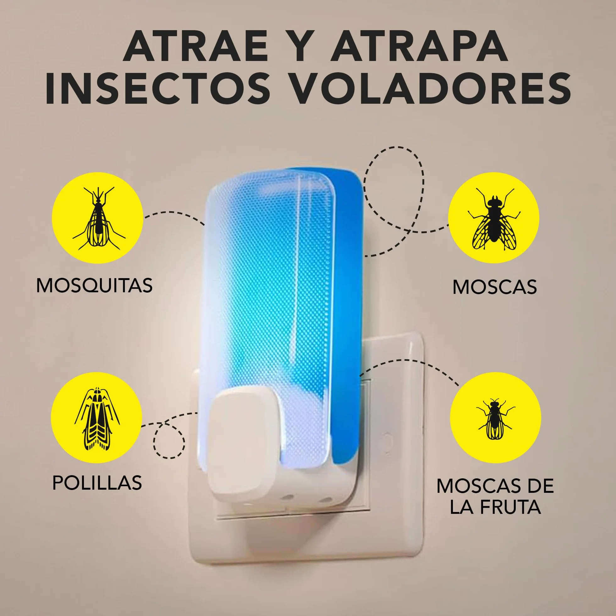 Raid Essentials 2 x Recambio para Trampa LED Antimoscas, Antimoscas de Fruta y Antipolillas, Sin Insecticida, Protección 24/7, para Uso Interior, Paquete de 2