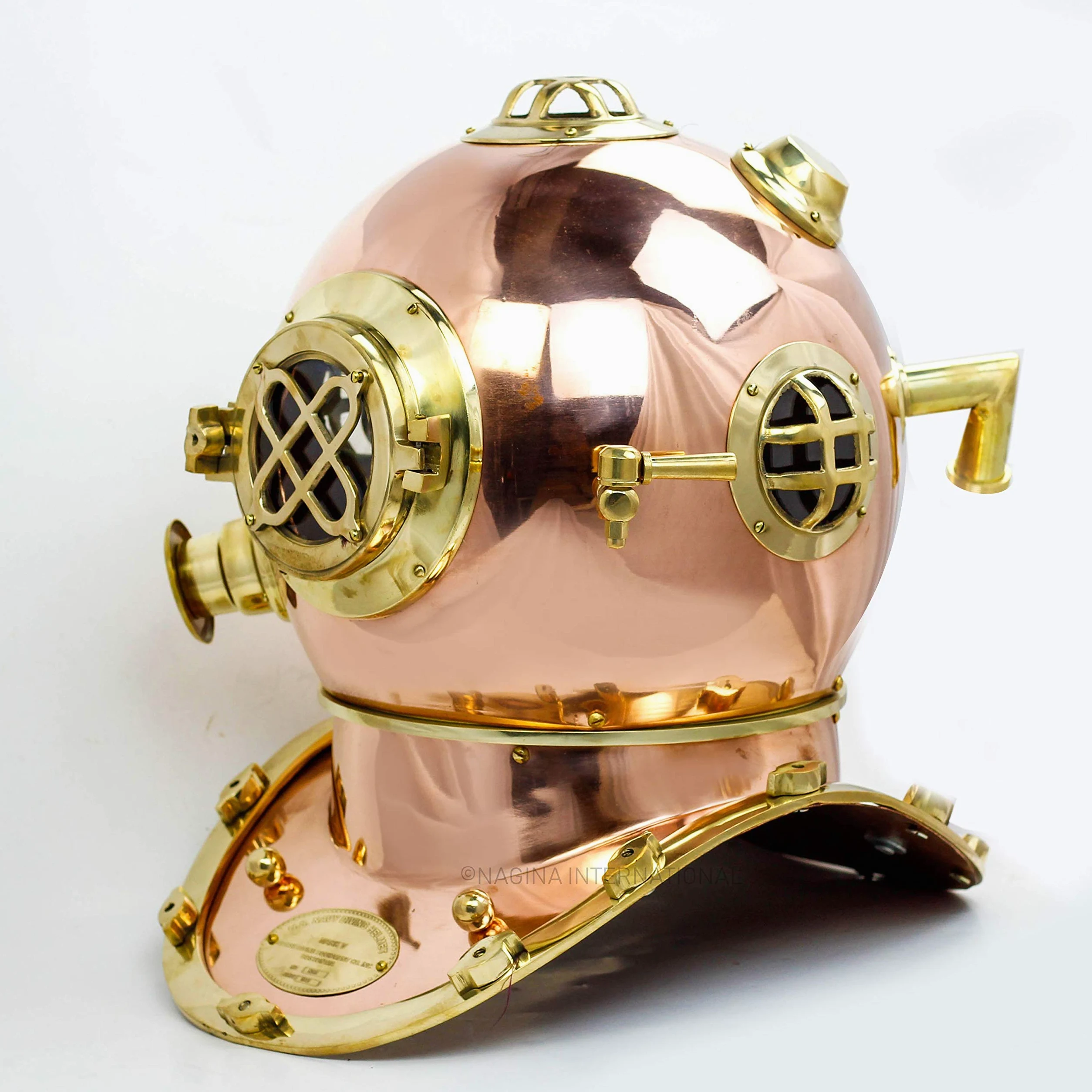 Casco náutico de buceo de 12 pulgadas | Casco decorativo de barco marítimo | Nagina International (12 pulgadas, cobre pulido)