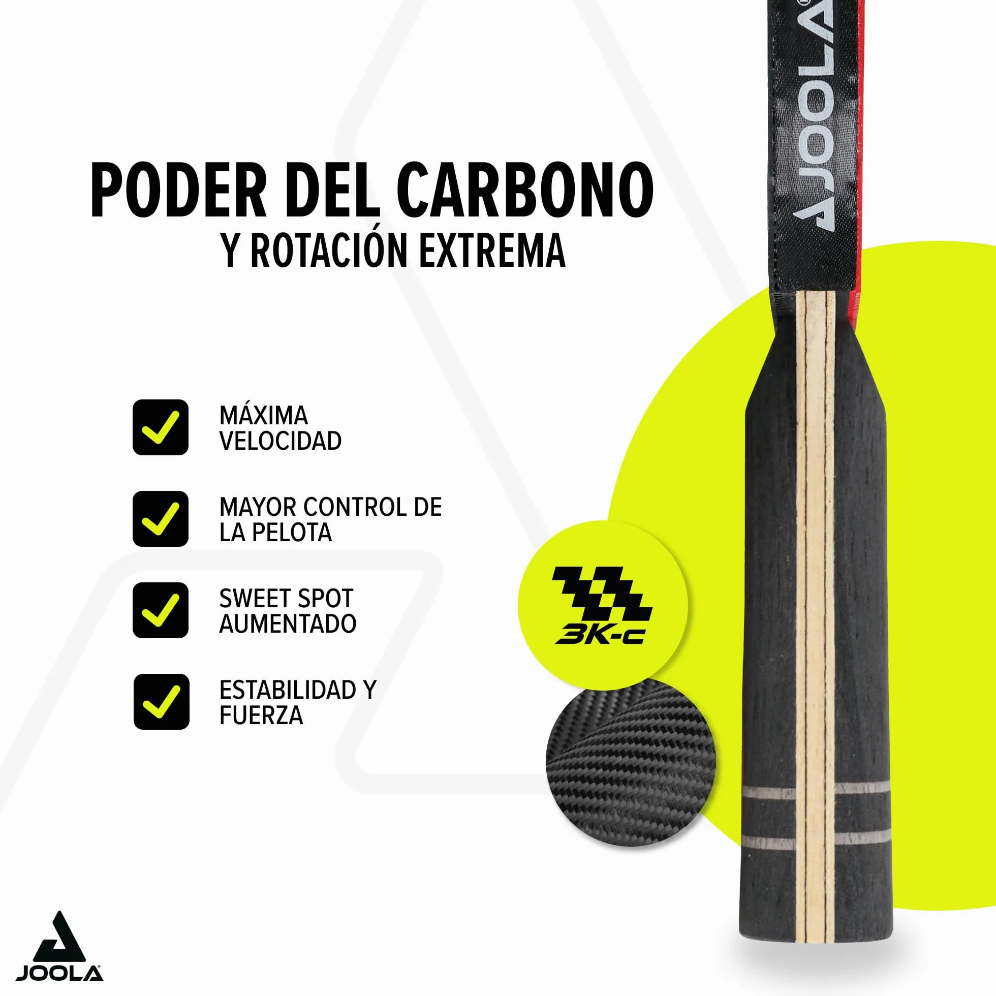 JOOLA Palas de Tenis de Mesa Profesionales Infinity Carbon Mega Carbon Rossi ITTF