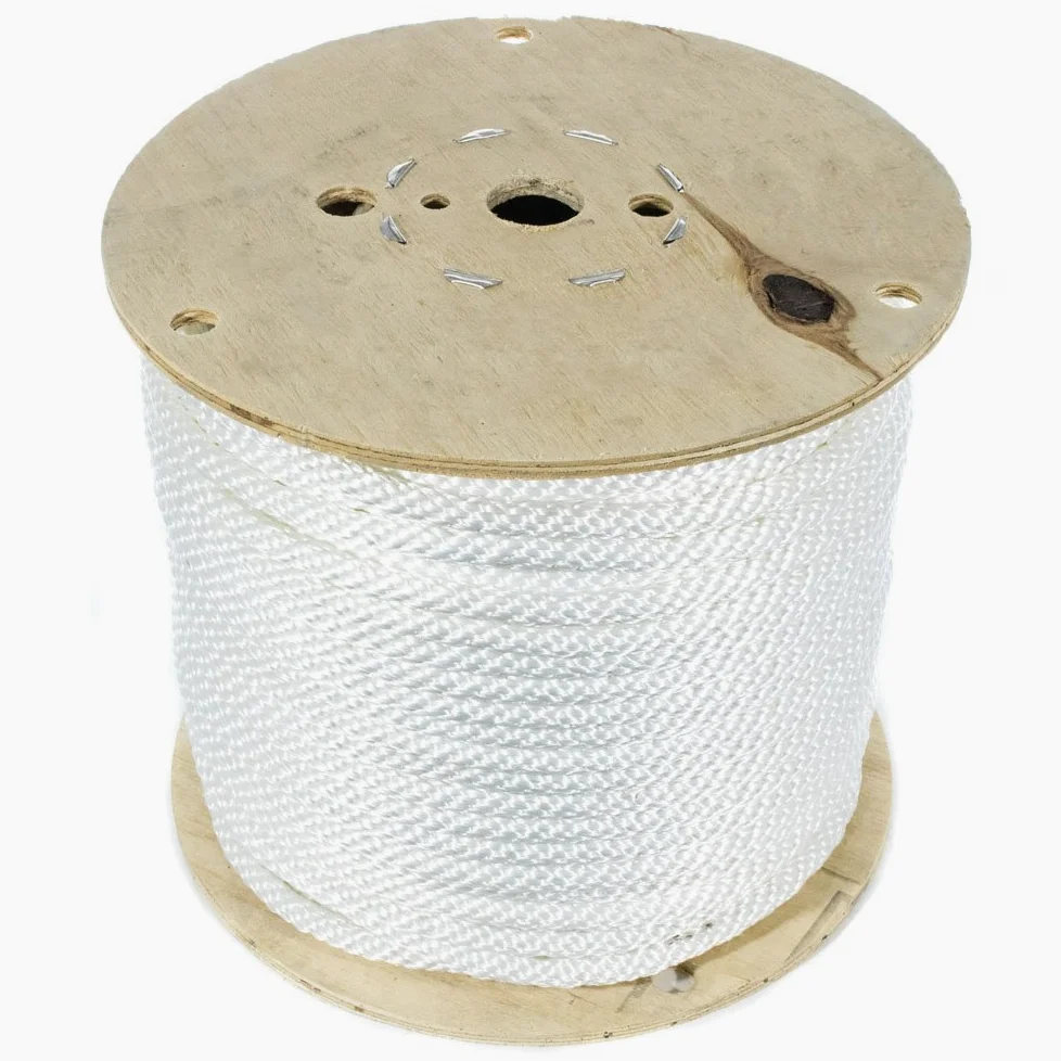 Cuerda de nailon trenzado blanco sólido (1/8 en – 1/2 pulgadas) – Mold, rotación, UV, gas, y resistente a la intemperie – Ancla, toallas, barcos, amarre, camping, poleas, bloques, proyectos de bricolaje, al aire libre (50 pies – 500 pies)