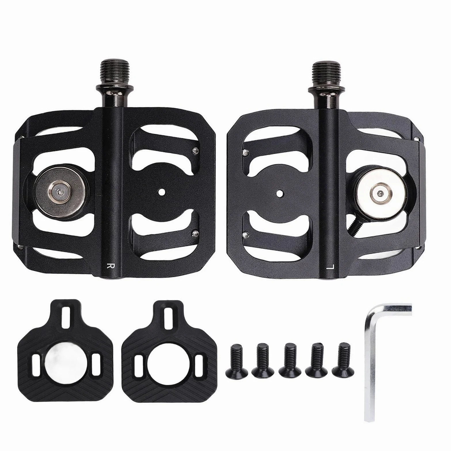 Pedales de bicicleta con rodamiento DU sellado, pedales de plataforma plana de aleación de aluminio con eje de acero y interfaz roscada universal