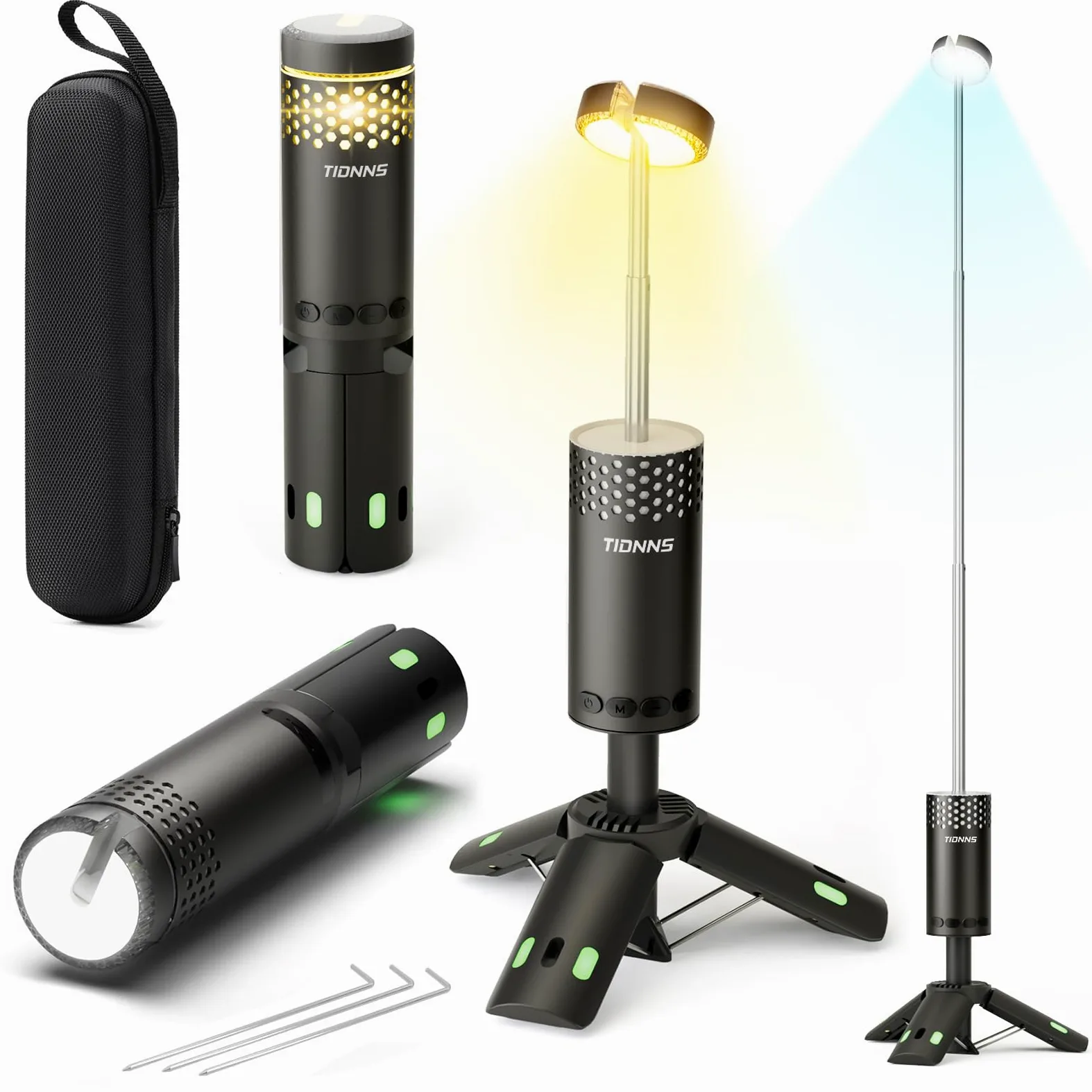 Luces de camping recargables, linterna de camping desmontable con soporte, lámpara telescópica impermeable para campamento, luz magnética colgante de trabajo, linternas LED para tienda de