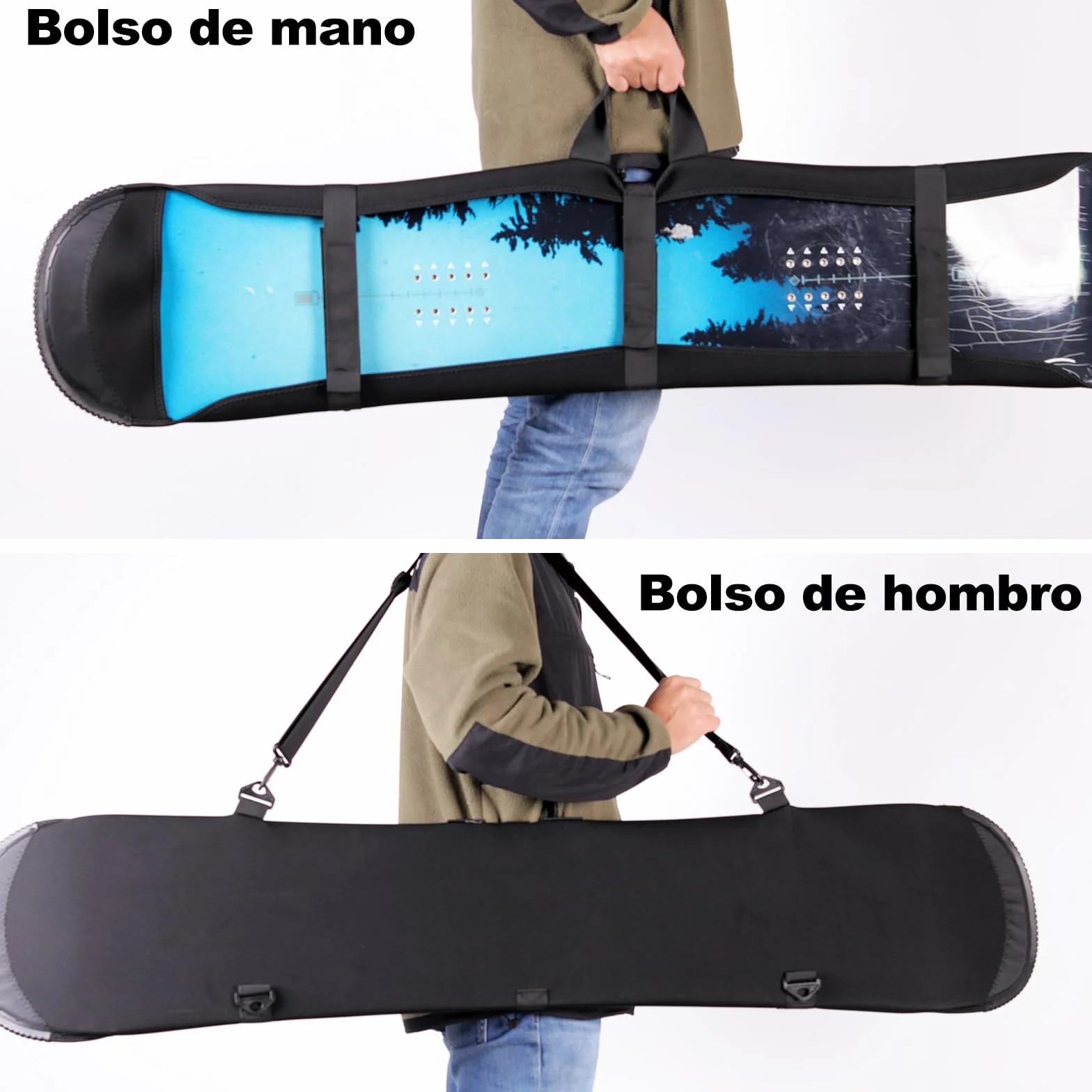 Funda para snowboard, bolsa de snowboard ajustable suave con correa para el hombro con ribete