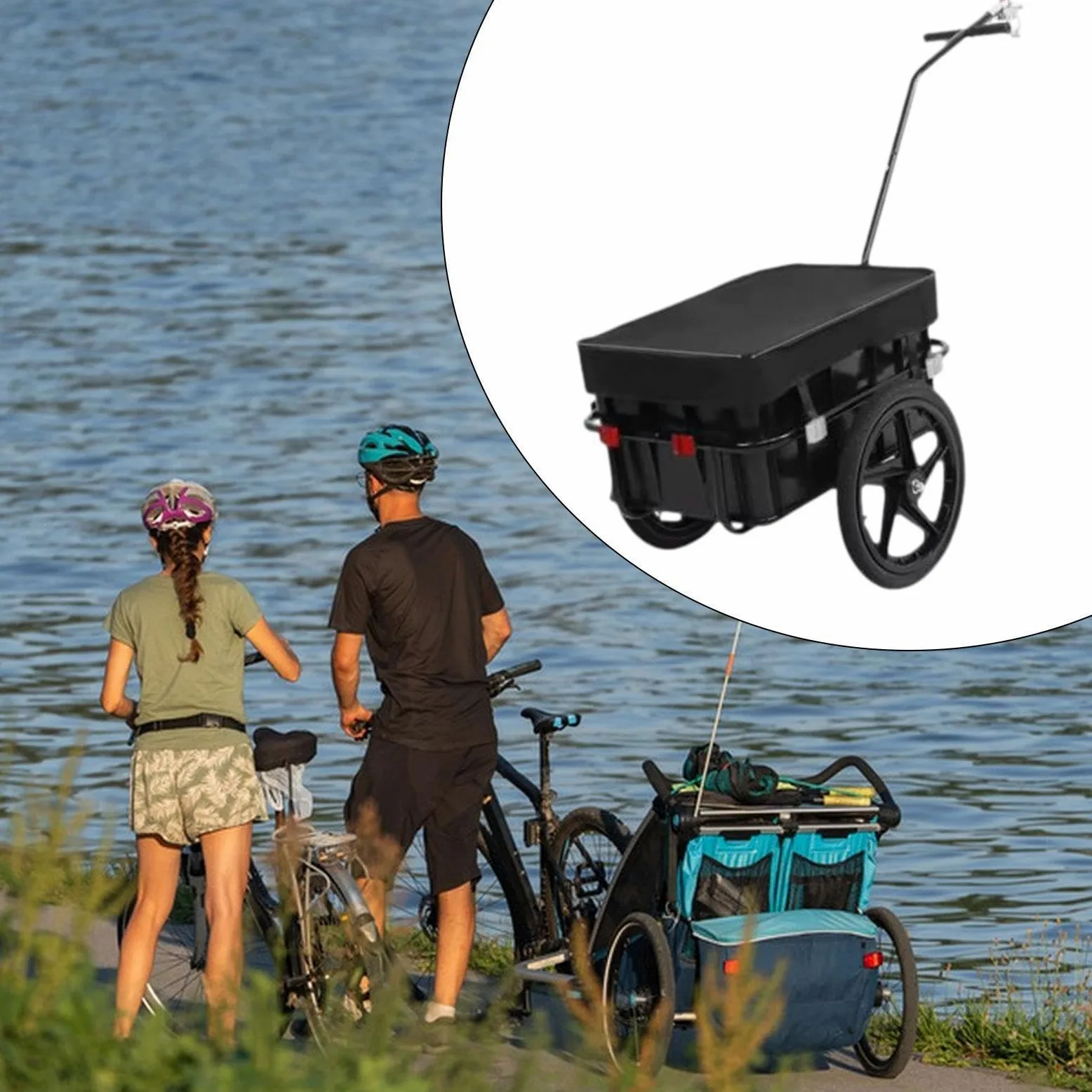 Remolque de Carga para Bicicleta, Coche para Bicicleta, Remolque Universal Desmontable para Bicicleta, Coche con Ruedas