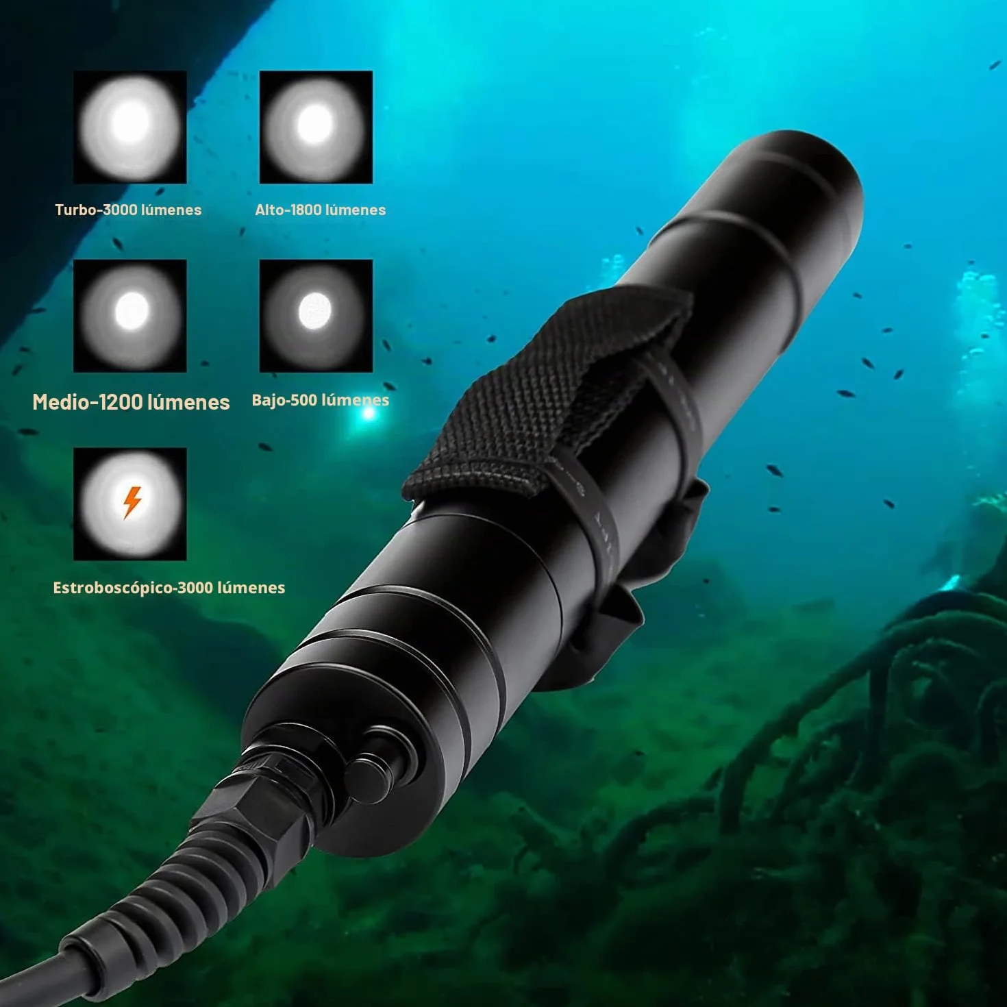 WD70 Canister luz de Buceo 3000 lúmenes Linterna de Buceo