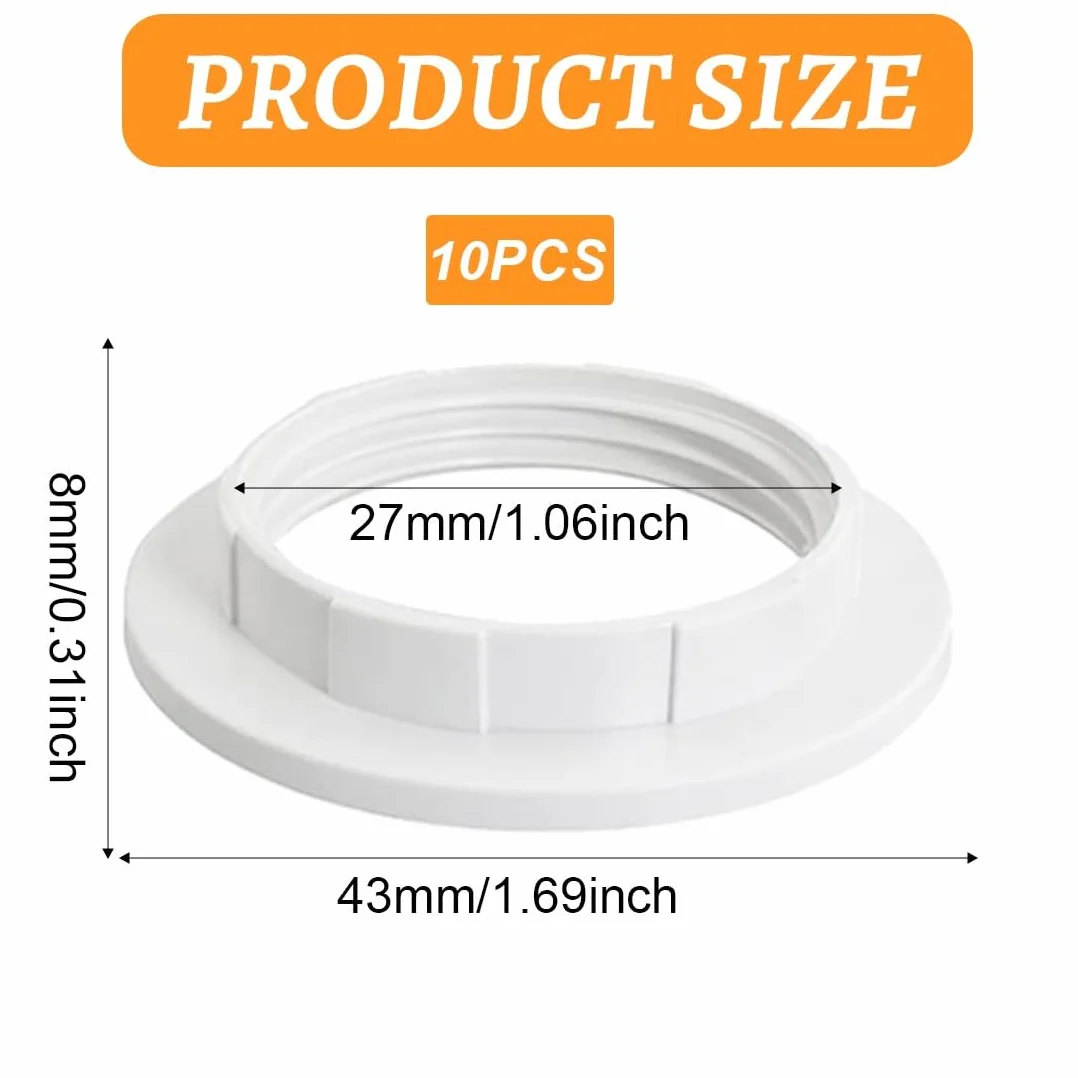 Convertidor Anillo Pantalla e14 Plástico Blanco Lámpara Mesa