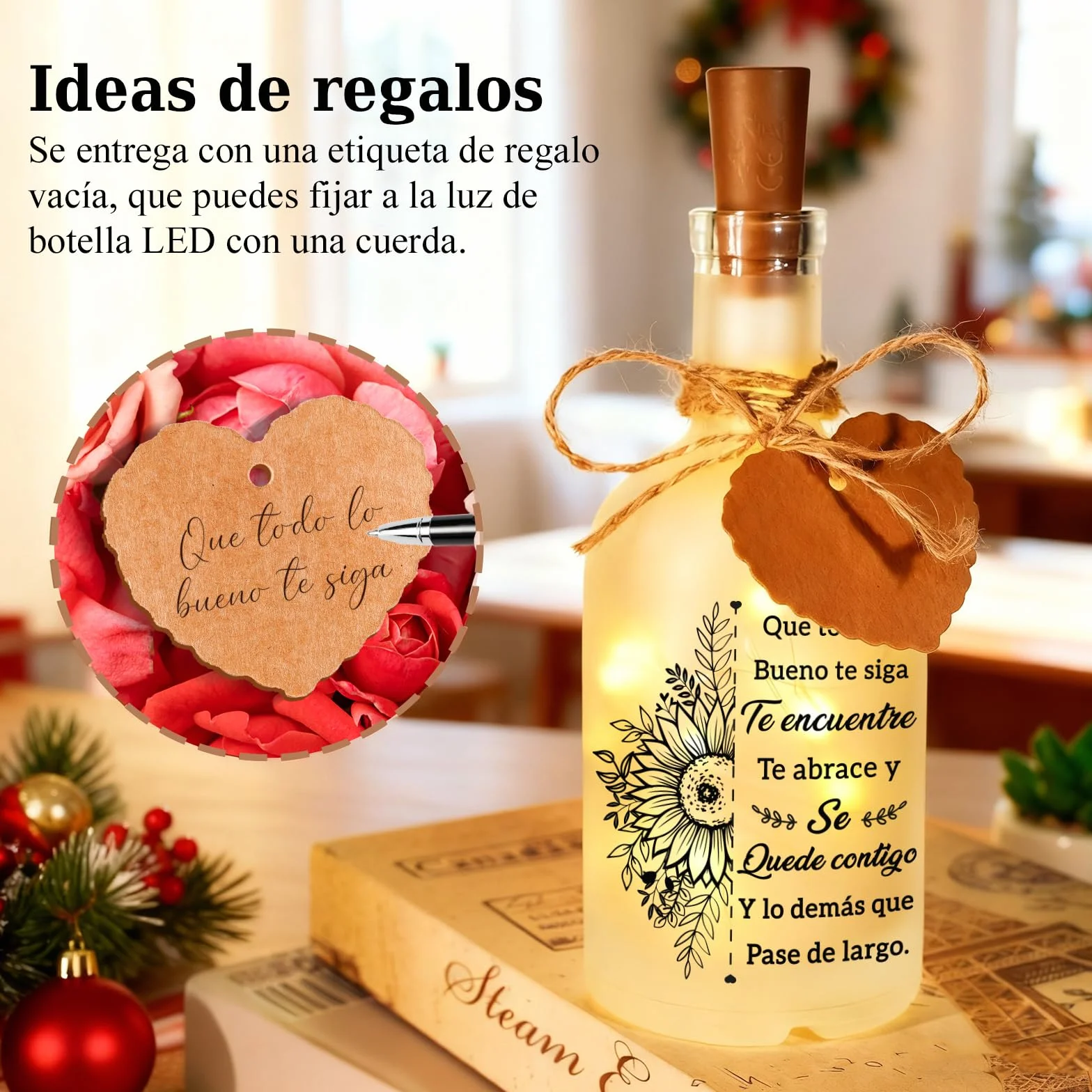 Lámpara de Botella Regalos Navidad Originales para Mujer, Regalo de Reyes Mujer Cumpleaños