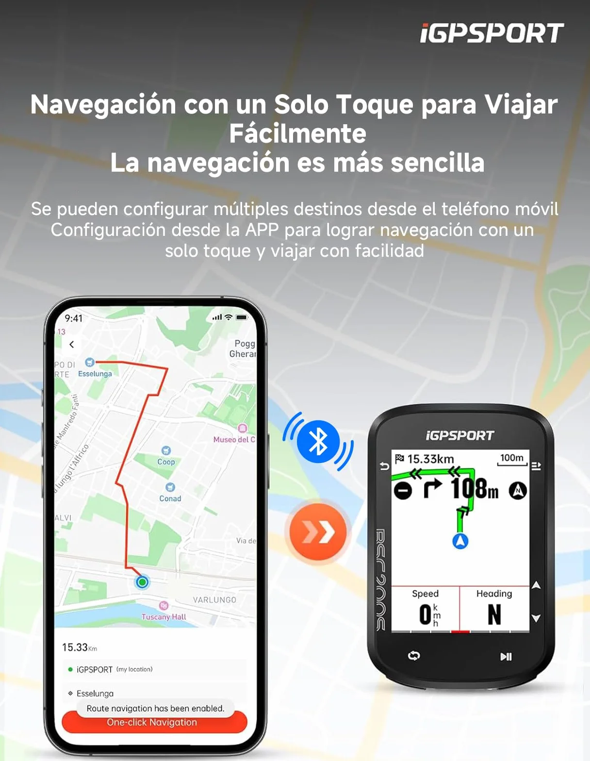iGPSPORT BSC200S GPS Ciclocomputador, Navegación, Monitorización de Movimiento, Reanudación de Ruta, Impermeable IPX7