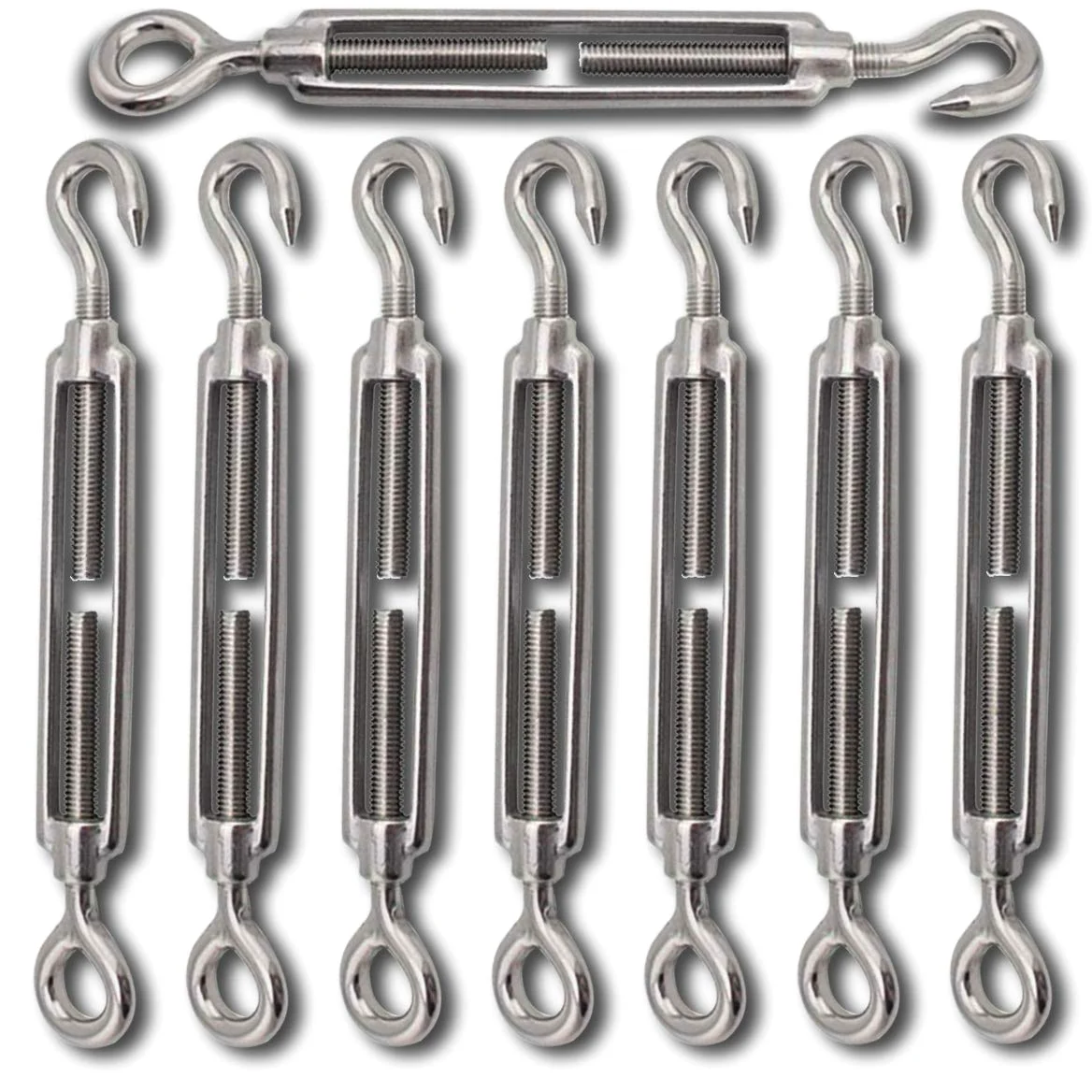Kit de tensor de cuerda de alambre antioxidante de acero inoxidable 304 M5 M8 M10, gancho resistente para parasoles, cables, instalación de tienda de campaña, luces al aire libre