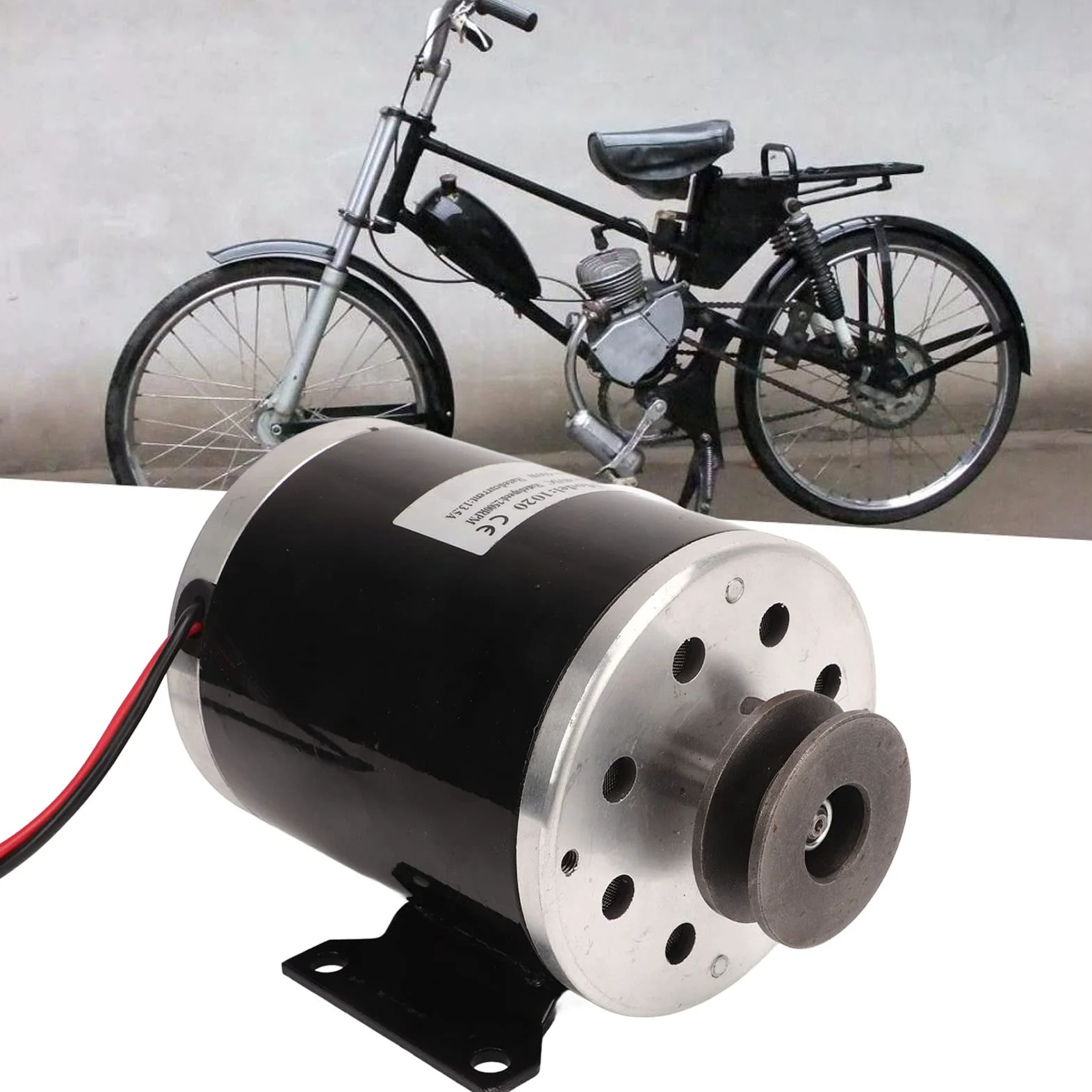 Motor de polea eléctrica de 500W y 48V, motor de CC cepillado de aleación de aluminio, diseño de polea de correa de bajo ruido y alta potencia para bicicleta eléctrica, scooter,