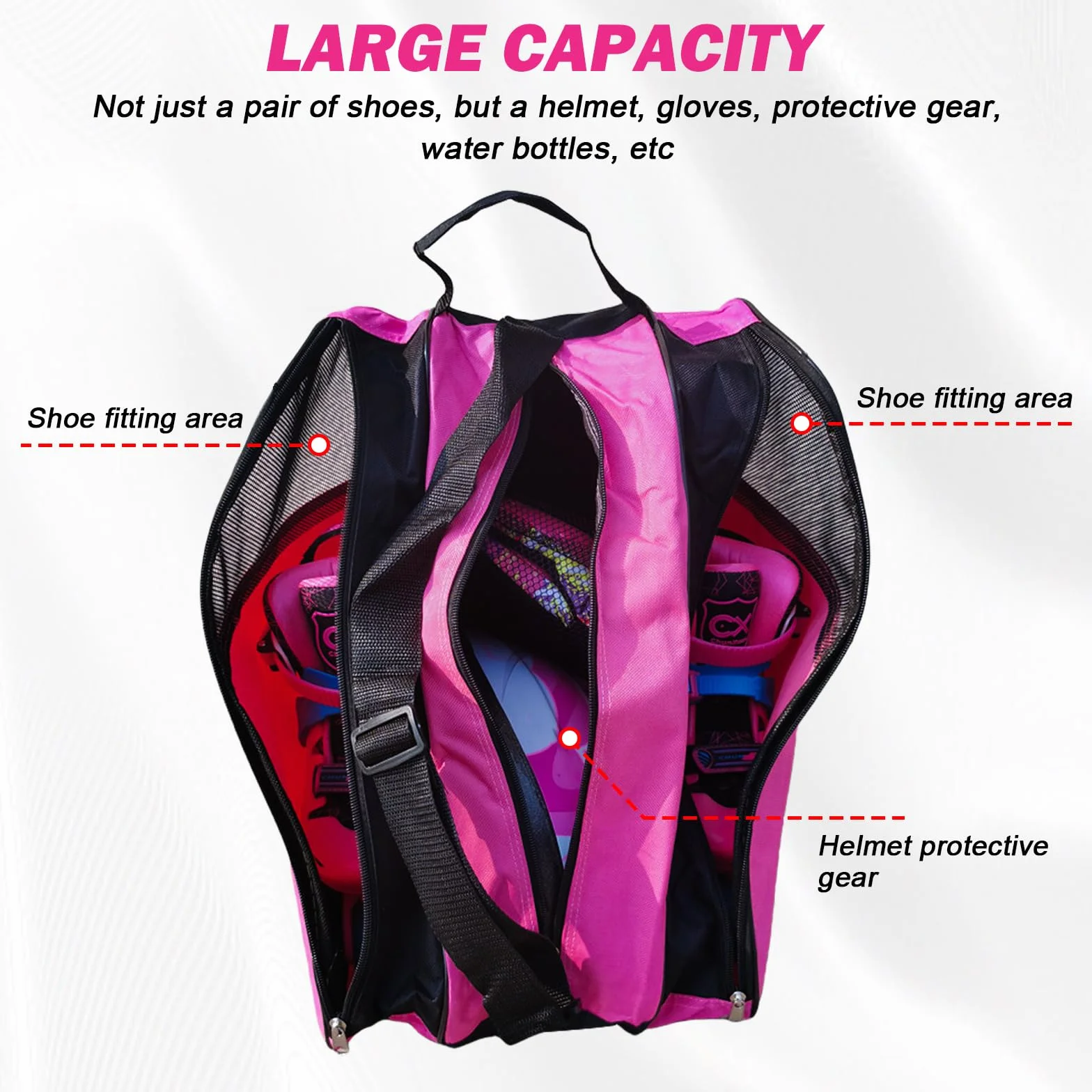 Bolsa para patines de ruedas con correa ajustable, bolsa para patinaje de adultos, bolsa para patines de hielo, bolsa para patines de hielo, bolsa para patines en línea para hombre y mujer