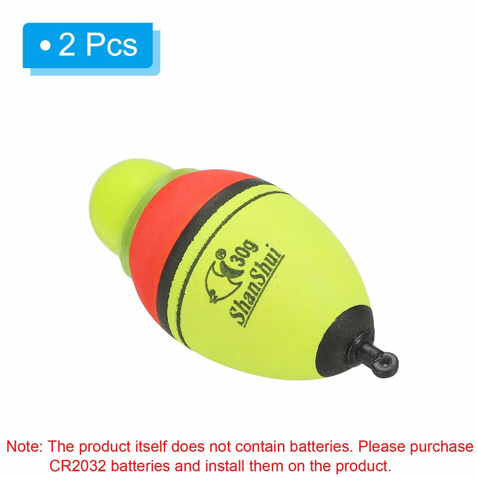 PATIKIL 1oz Iluminado Pesca Deslizante Flotadores, 2 Paquete EVA Luz Pesca Flotador para Nocturna Pesca, Amarillo