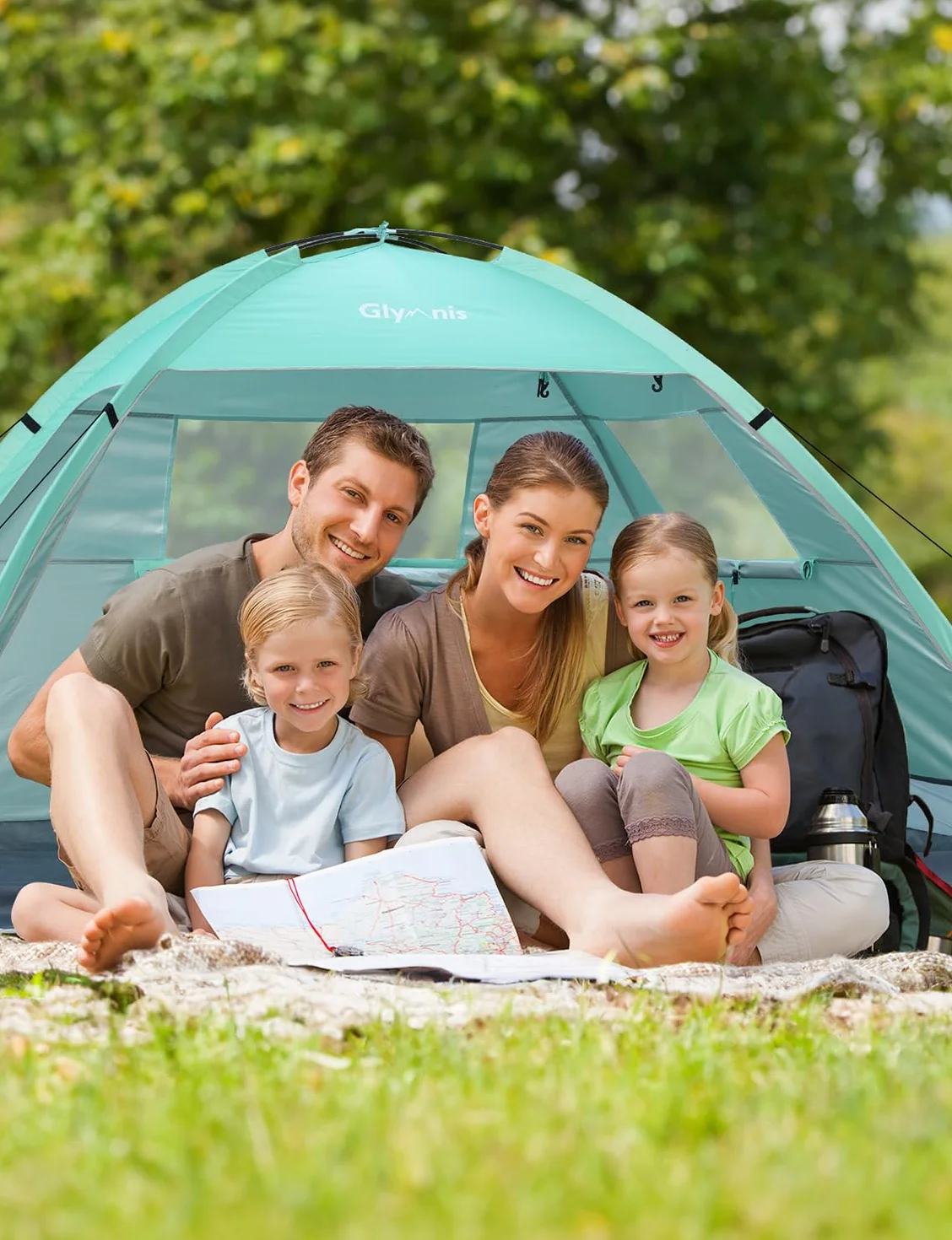 Carpa de Playa para 2-3 Personas, Doble Puerta Cremallera, Ventilación, Protección UPF 50+, Varar Parque Pescar