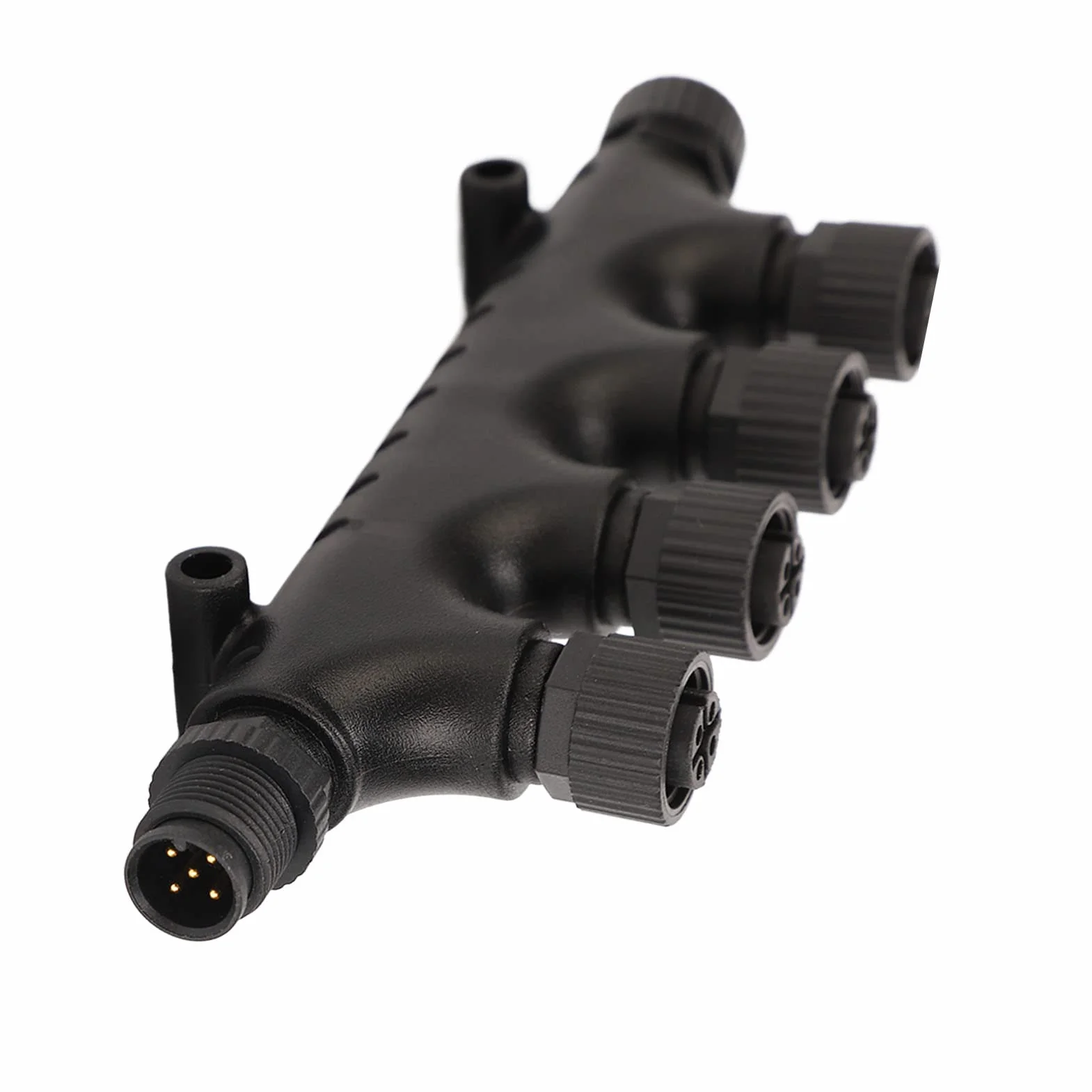 Akozon Conector NMEa 2000 T, para NMEa 2000 N2K Conector en T de 4 Puertos M12 5 Pines IP67 a Prueba de Agua para Redes Lowrance